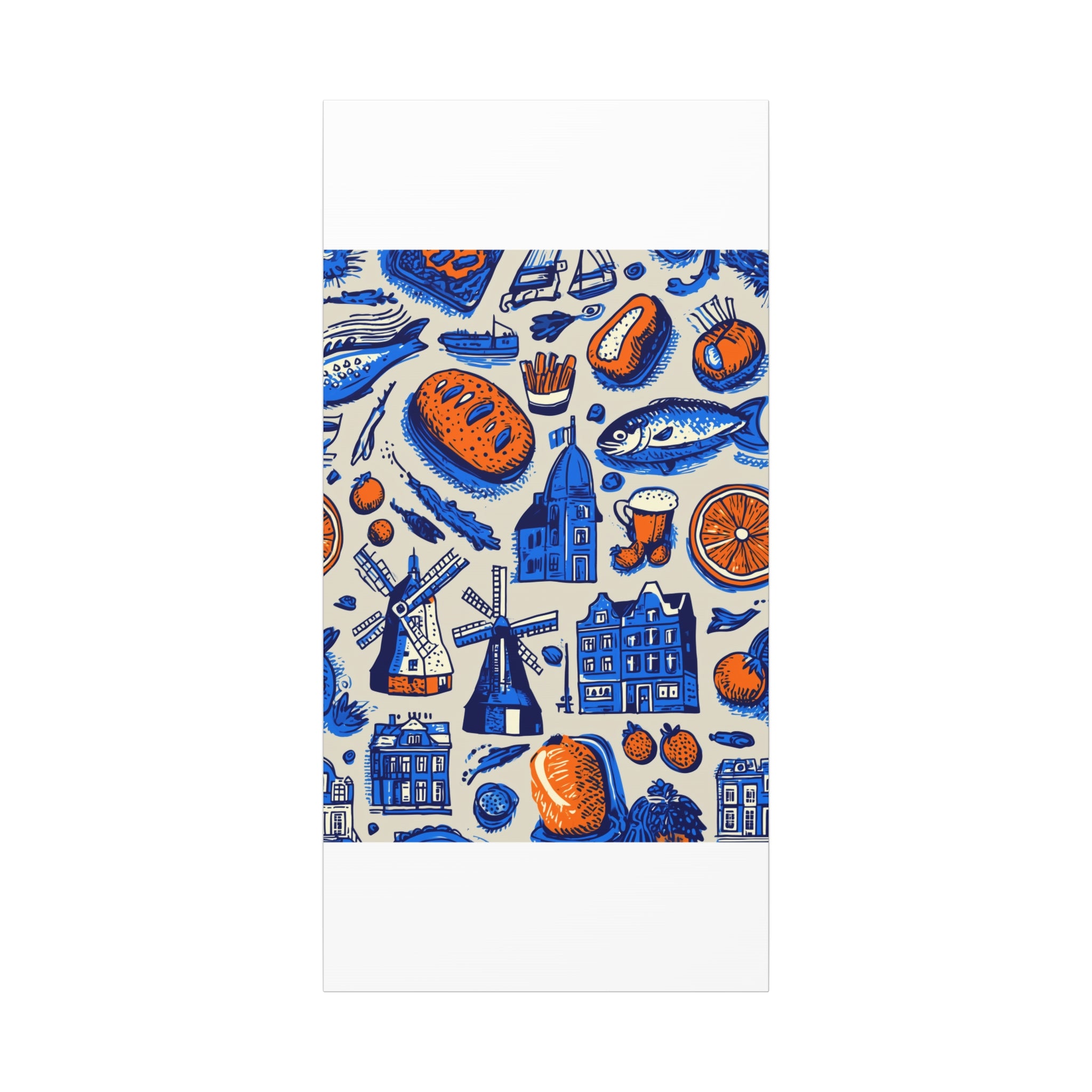 Dutch-Themed Matte Canvas Art Print, Wall Decor, Home Decor, Art Plaque, Gift for Food Lovers, Colorful Windmill Artwork