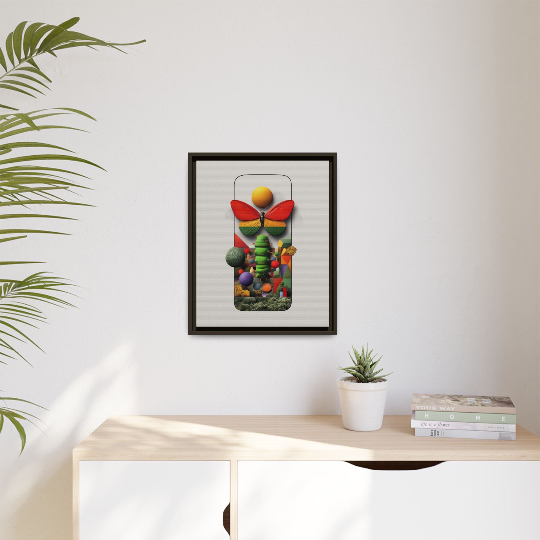 Metamorphosis Framed Print : Geometric Nature Transformation, Vibrant Butterfly Composition   |  Personalized & Custom Orders Available