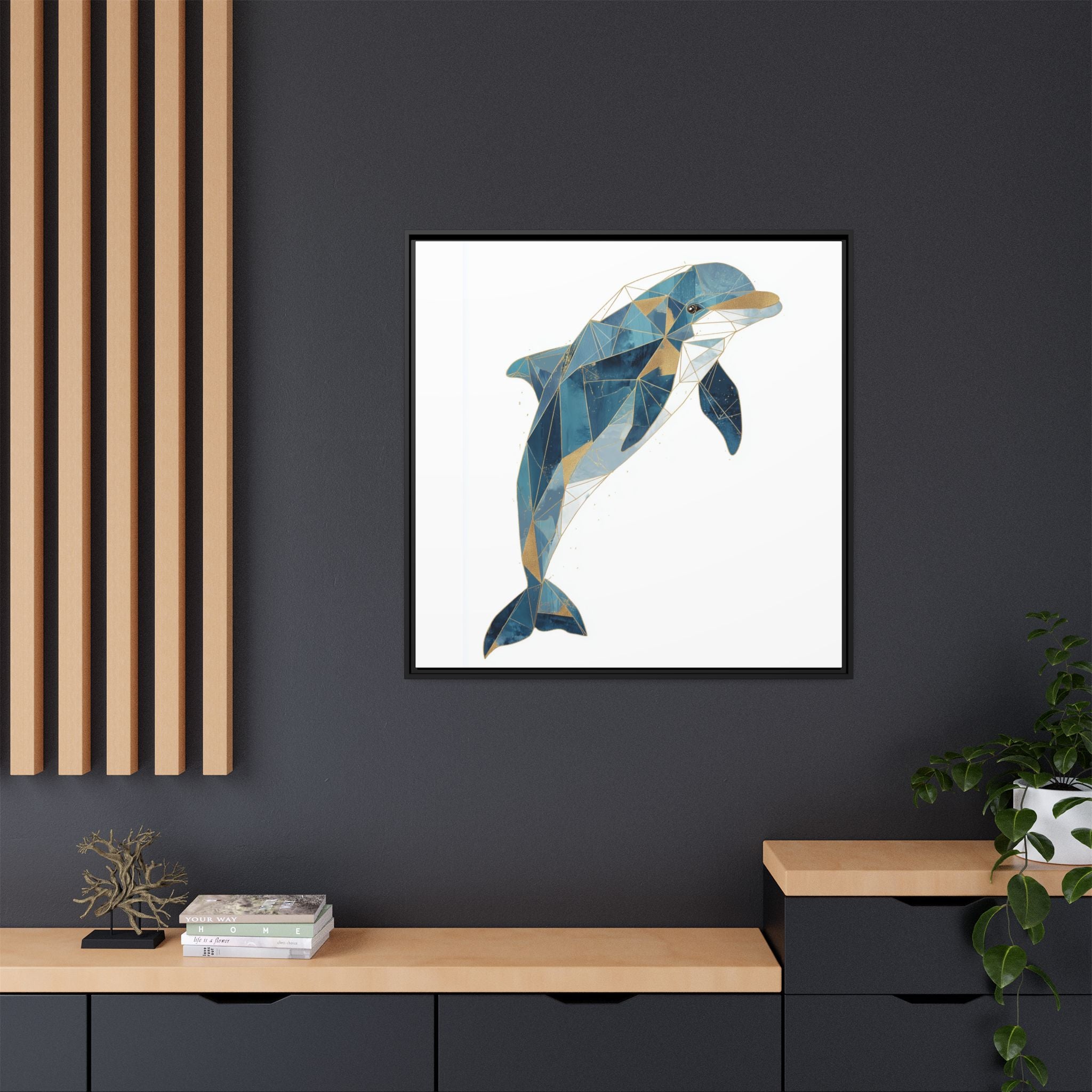 Oceanic Geometry: Dolphin in Blue Polygons, Modern Marine Art   |  Personalized & Custom Orders Available
