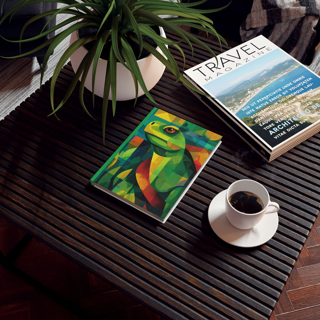 Customizeable Vibrant Turtle Hard Back Journal - Perfect for Nature Lovers, Birthday Gifts, Eco-Friendly Stationery, Art Lovers, and Writing