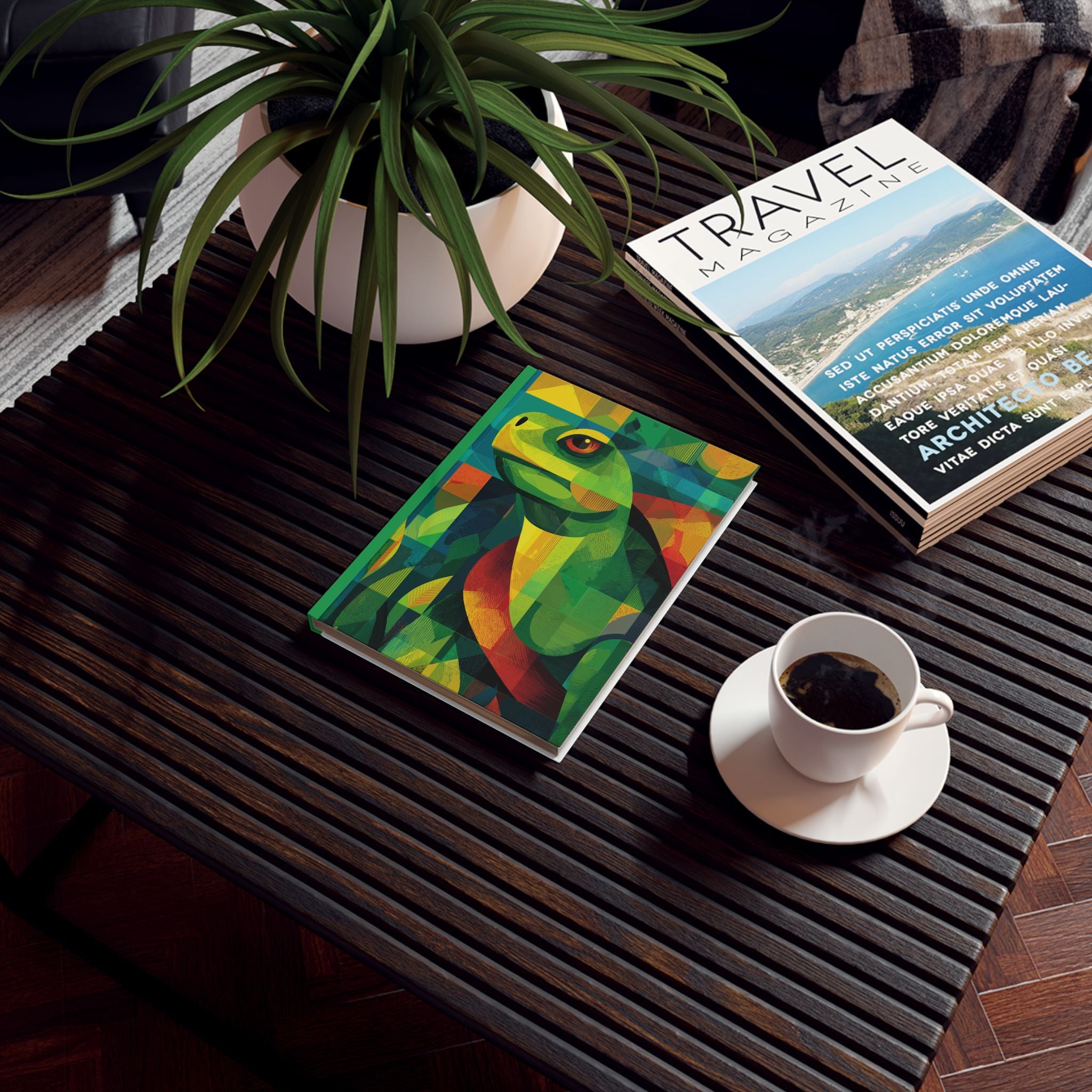 Customizeable Vibrant Turtle Hard Back Journal - Perfect for Nature Lovers, Birthday Gifts, Eco-Friendly Stationery, Art Lovers, and Writing