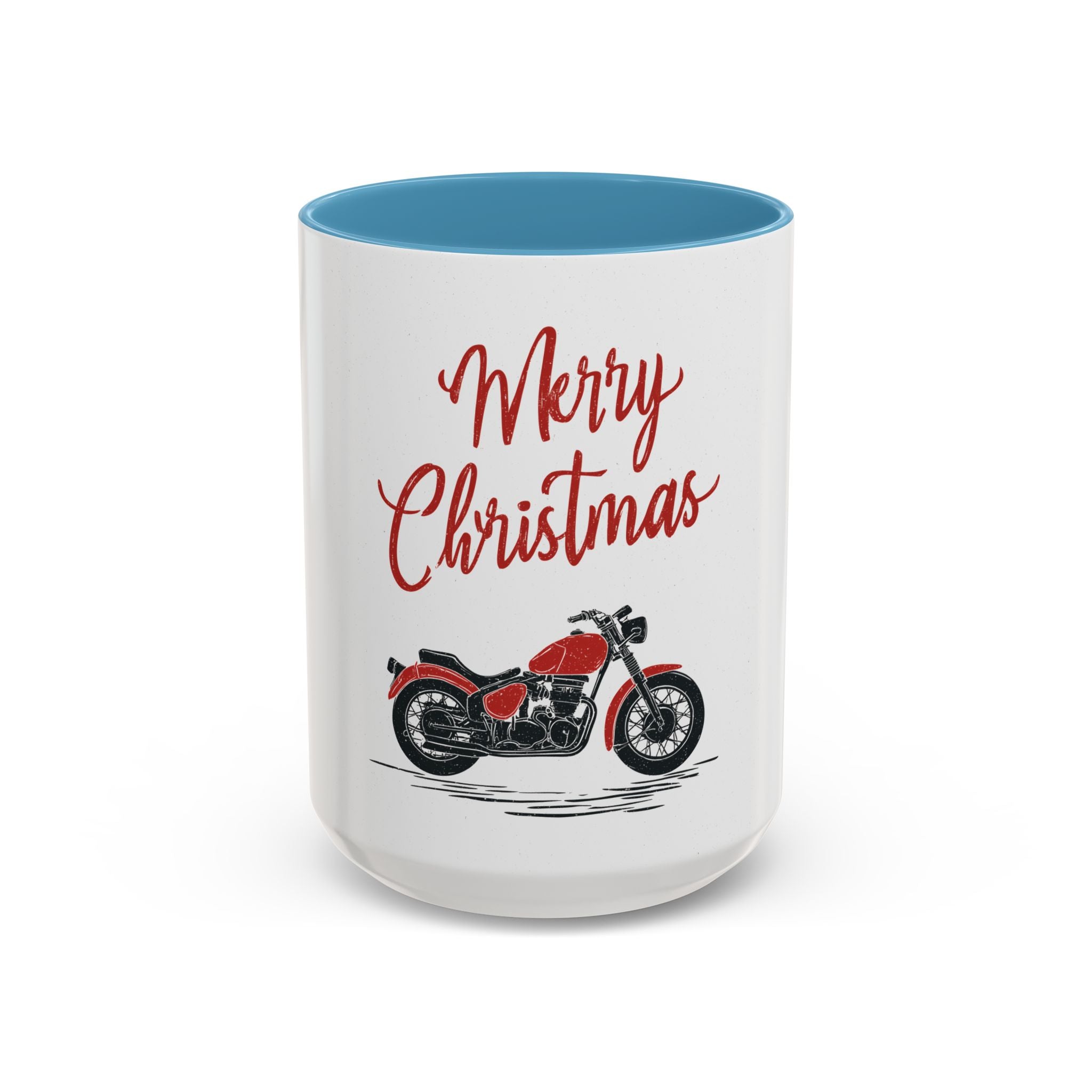 Christmas Motorcycle Coffee Mug for Bikers, Holiday Gift for Dad, Fun Presents for Motorcycle Enthusiasts, Festive Coffee Cup, Red & Black