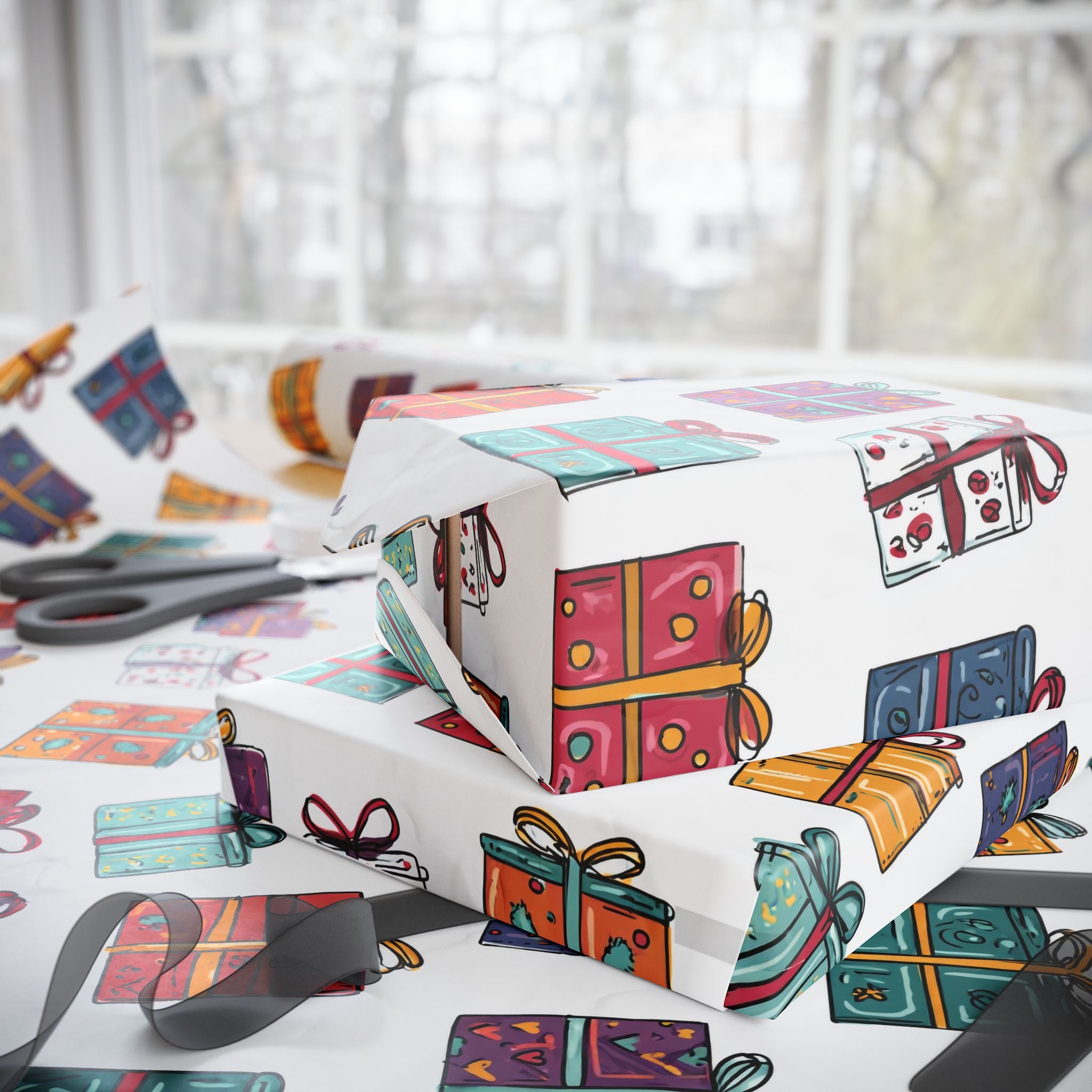 Colorful Gift Wrapping Papers, Holiday Decor, Birthday, Christmas, Party Supplies, Festive Gift Wrap