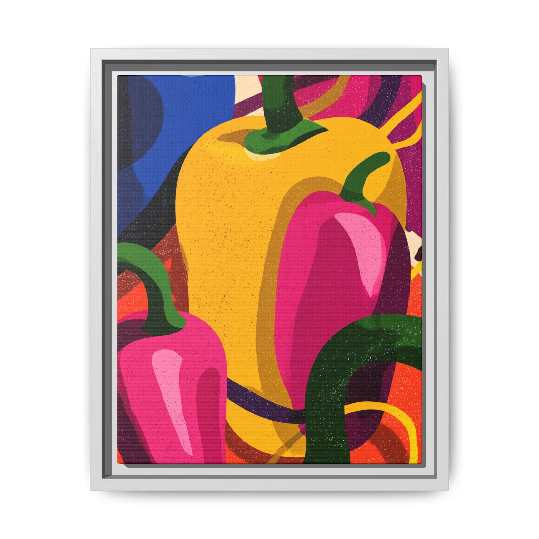 Canvas Art, Abstract Geometric Bell Peppers, Framed Wall Decor Print, Kitchen Wall Art, Modern Home Decor, Foodie Gift