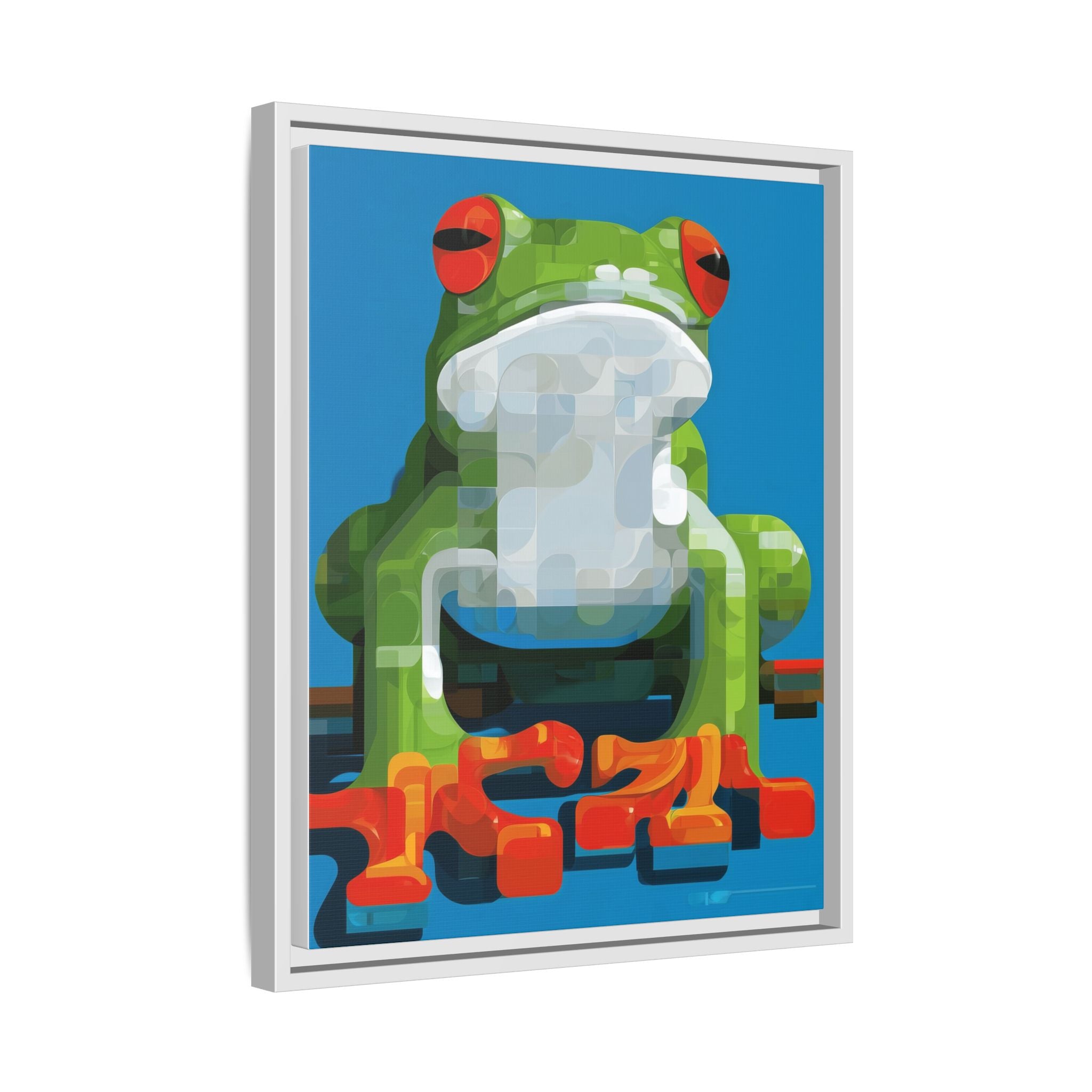 Mosaic Amphibian: Geometric Frog Portrait, Digital Pixel Art Illustration   |    Custom Orders Available
