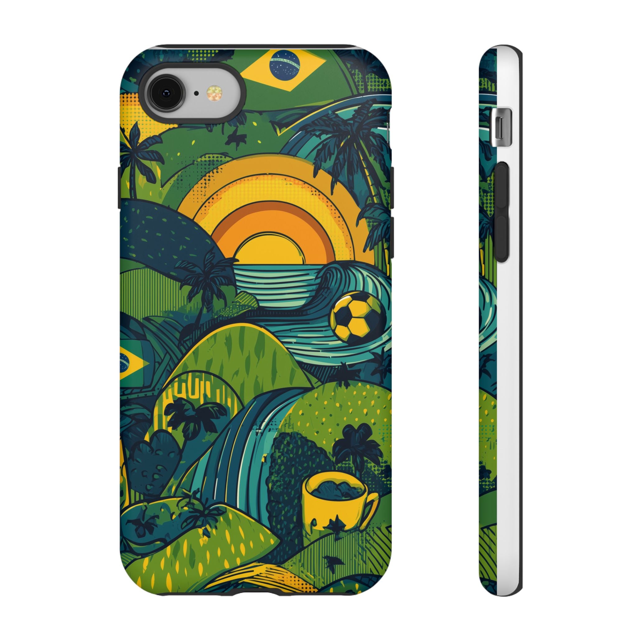 Brazil Tough Cases: Sporty Tropical Phone Case, Fun Beach Vibe Phone Accessory, Summer Travel Gift, Colorful Phone Cover, Casual Style Tech