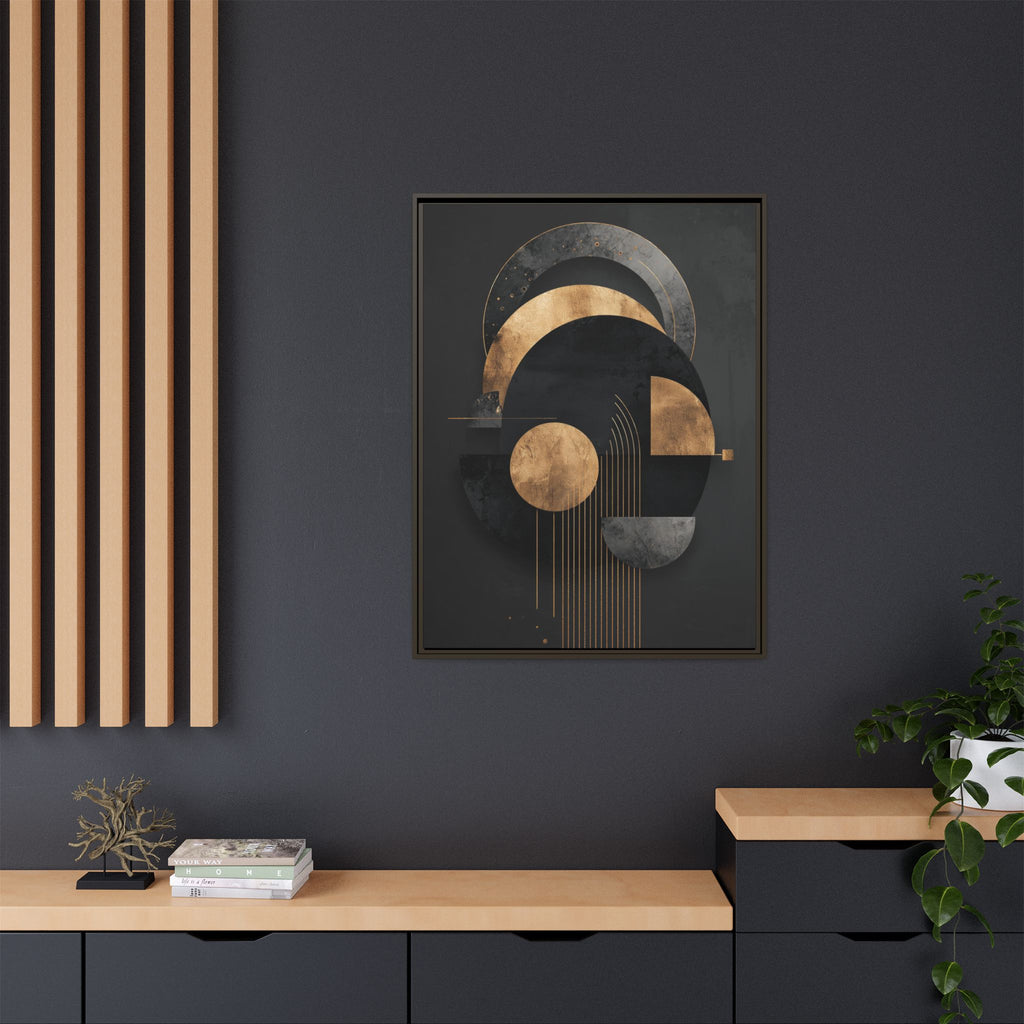 Geometric Resonance: Abstract Gold and Black Design, Minimalist Architectural Art, Modern Metallic Composition   |   Custom Orders Accepted