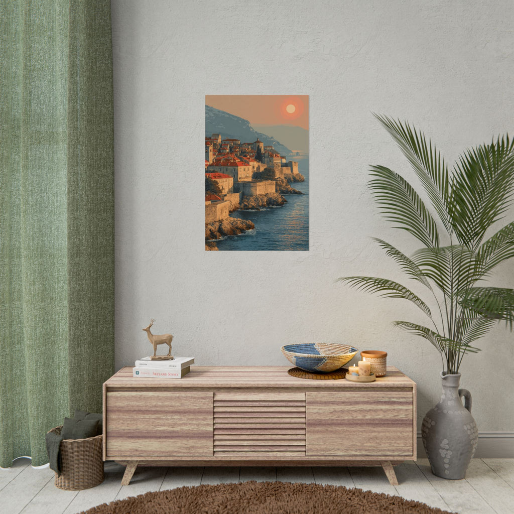 Dubrovnik's Golden Hour: Medieval Coastal Cityscape, Adriatic Sunset Panorama   |    Custom Orders Available