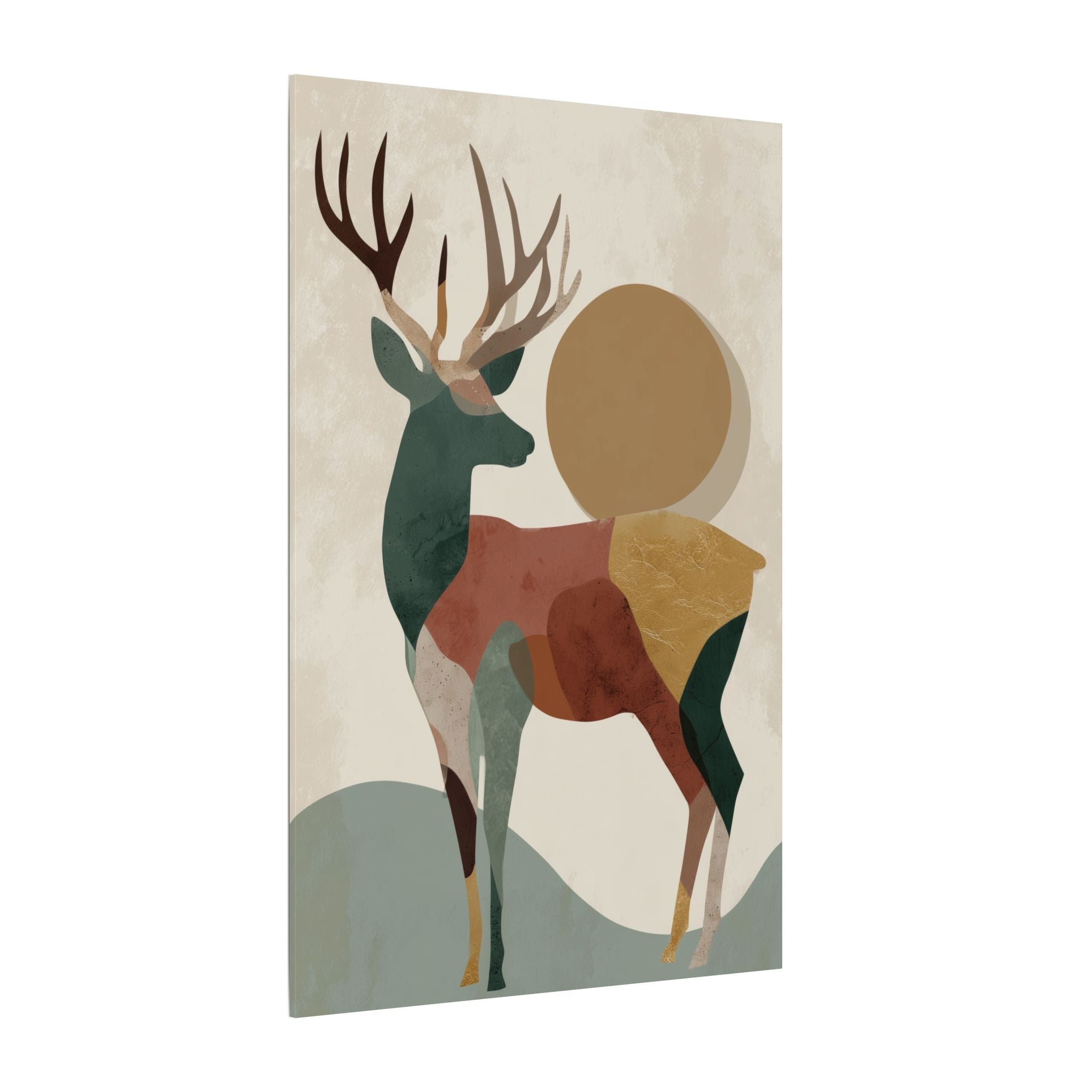 Majestic Deer Geometrica: Modern Nature Abstraction, Minimalist Wildlife Art, Earthy Tones Geometric Design   |  Personalized & Custom