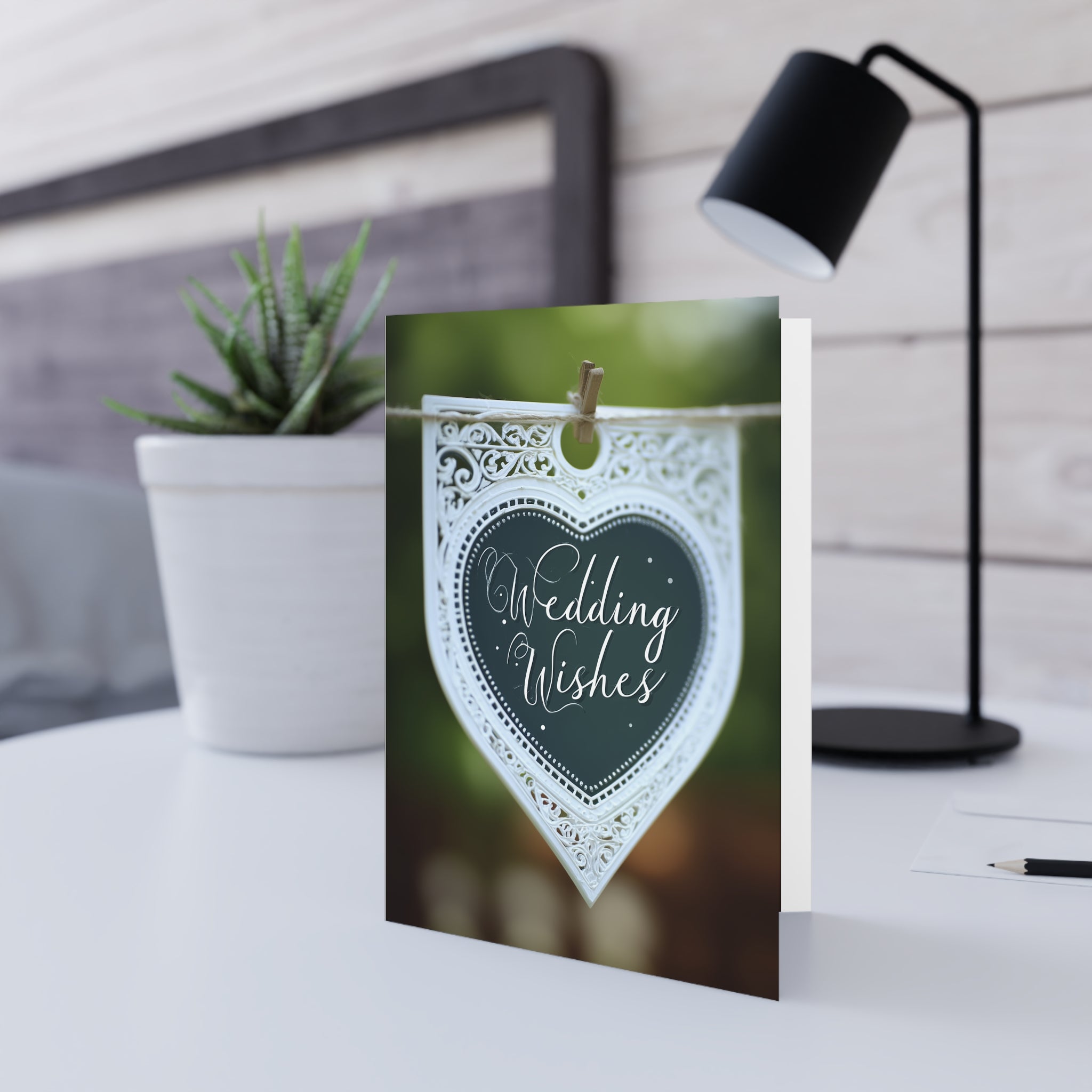 Wedding Wishes Greeting Card — Elegant Heart Chalkboard Design