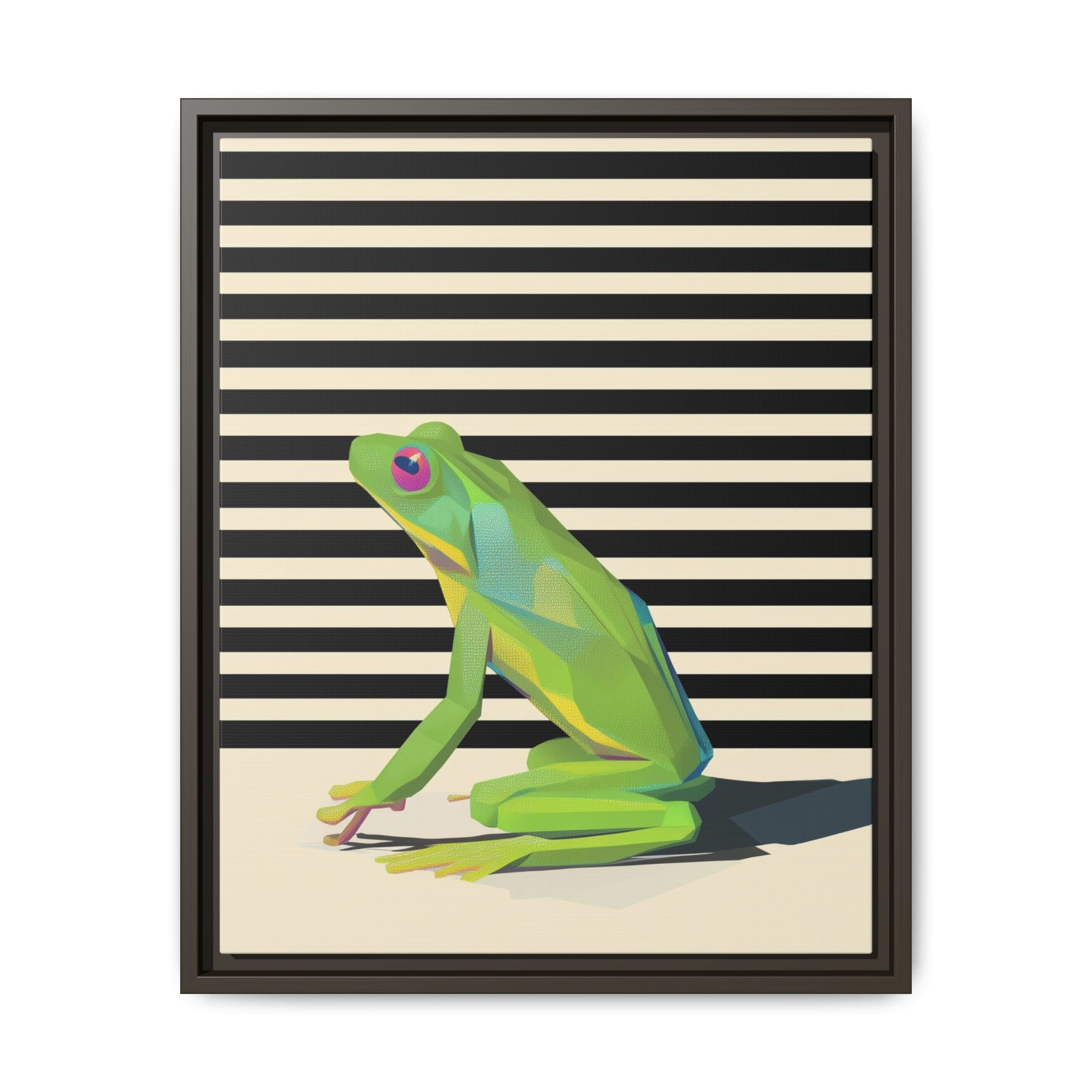 Stylized Frog Portrait Framed Print , Minimalist Pop Art Design   |  Personalized & Custom Orders Available