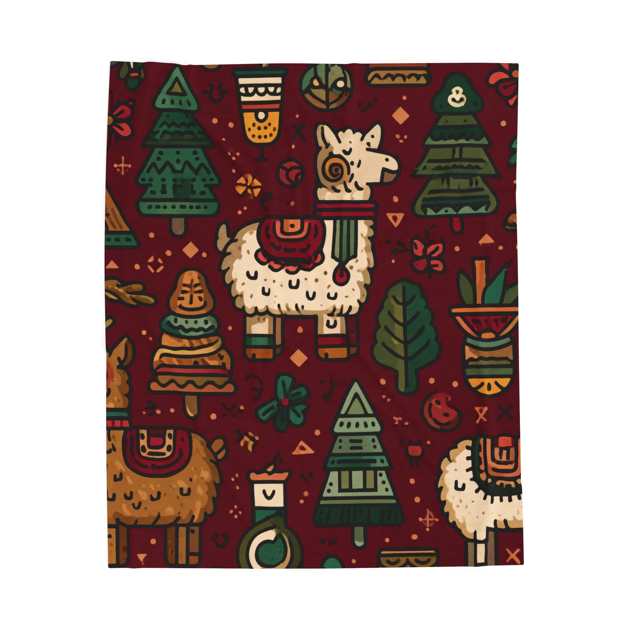 Colorful Llama Peruvian Cusco Plush Blanket, Cozy Home Decor, Unique Gift for Kids, Mexican Fiesta Theme, Perfect for Snuggling