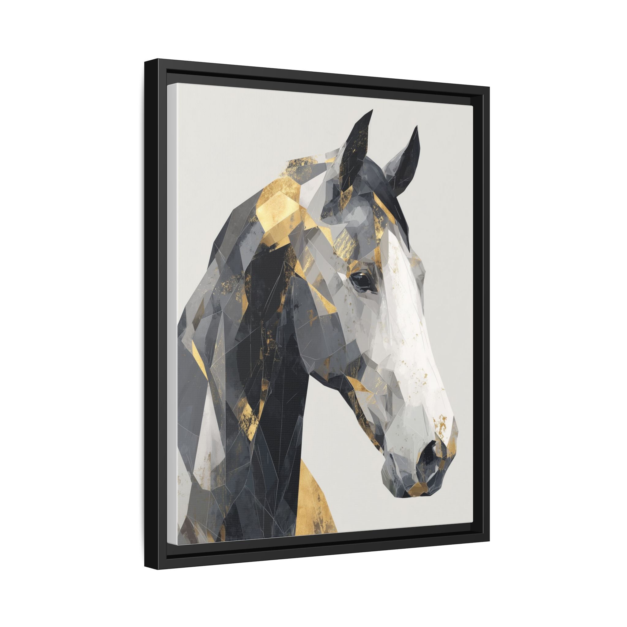 Geometric Stallion: Cubist Equine Art, Modern Metallic Polygonal Design   |  Personalized & Custom Orders Available