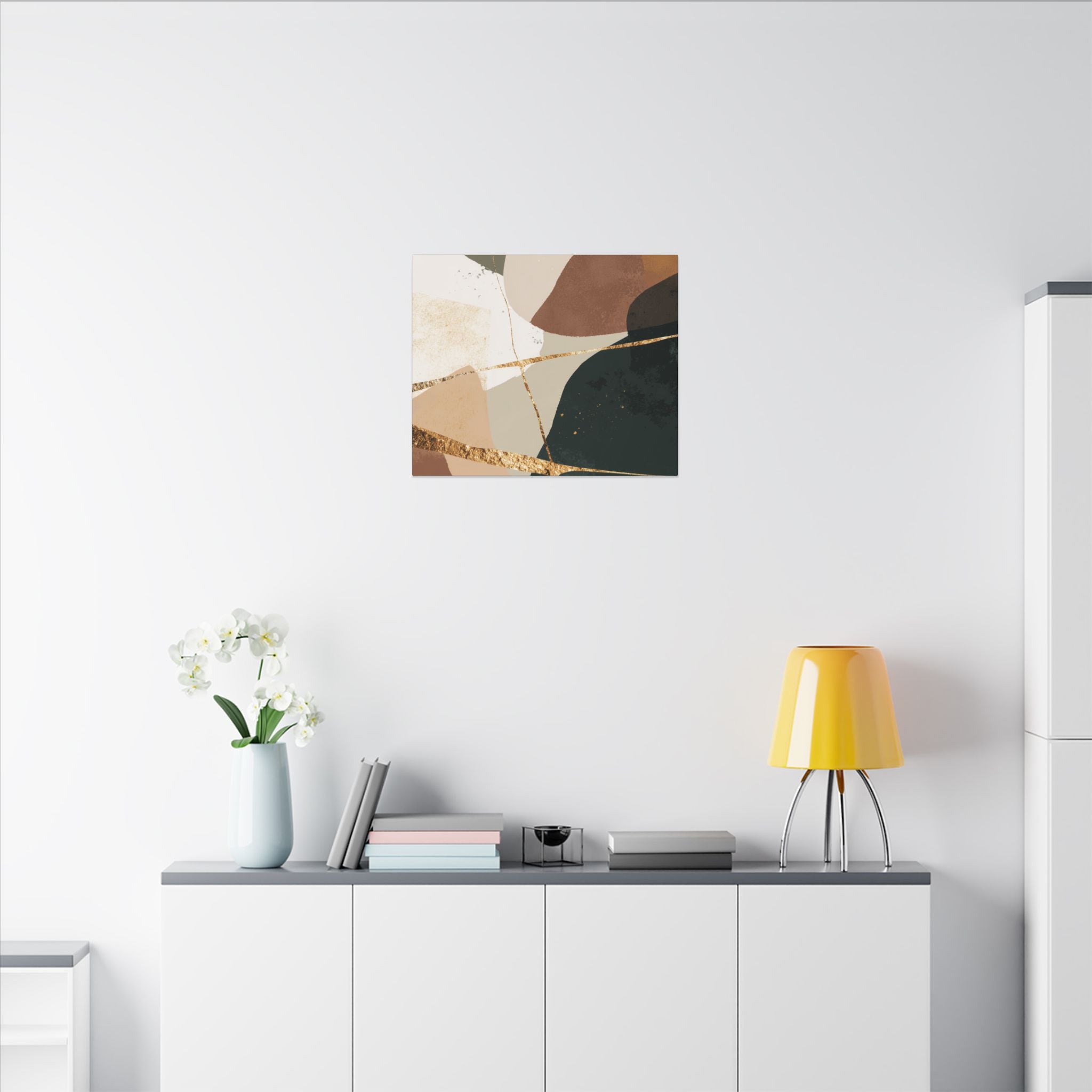 Canvas Print, Abstract Earthy Gold Wall Art, Modern Designer Home Decor, Stretched Matte Canvas; Thick, Multi-Size, Office Decor