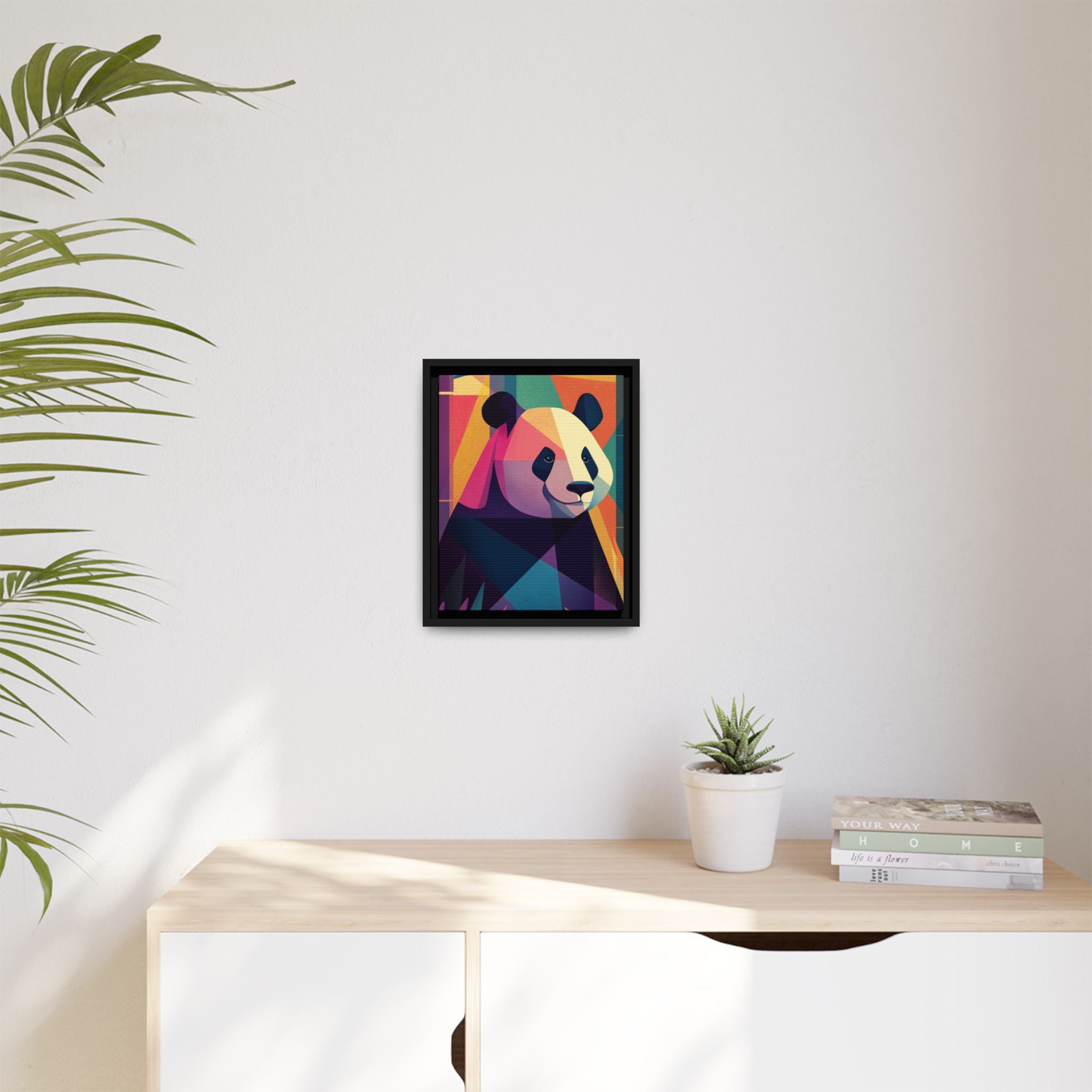 Geometric Panda Framed Print : Cubist Wildlife Portrait, Colorful Abstract Interpretation   |  Personalized & Custom Orders Available