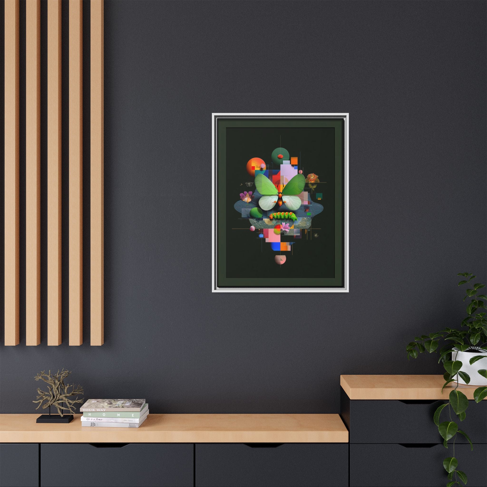 Metamorphosis Geometry Framed Print : Digital Nature Synthesis, Butterfly Abstraction   |  Personalized & Custom Orders Available