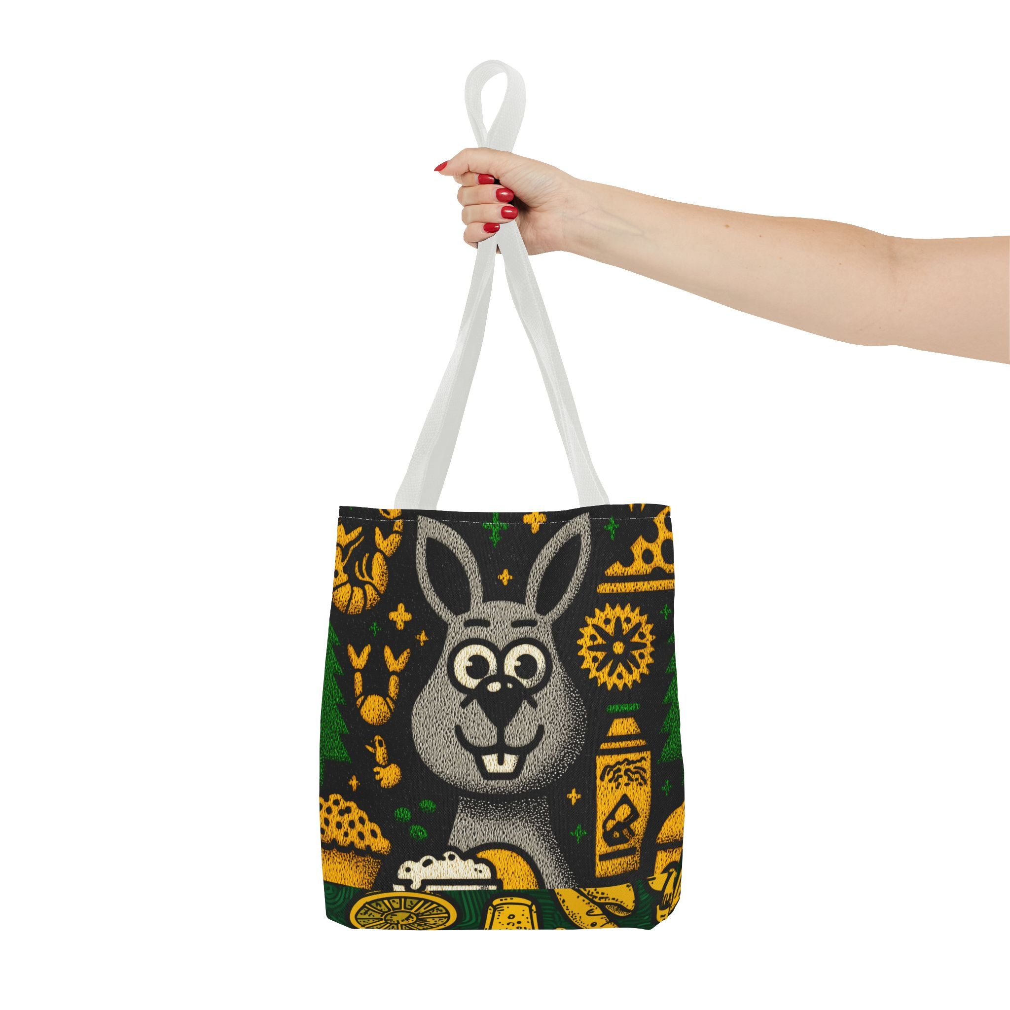 Fun Kangaroo-Themed Tote Bag, Cute Bunny and Kangaroo Design, Eco-Friendly Reusable Bag for Picnics, Gifts, Spring Decor, Beach