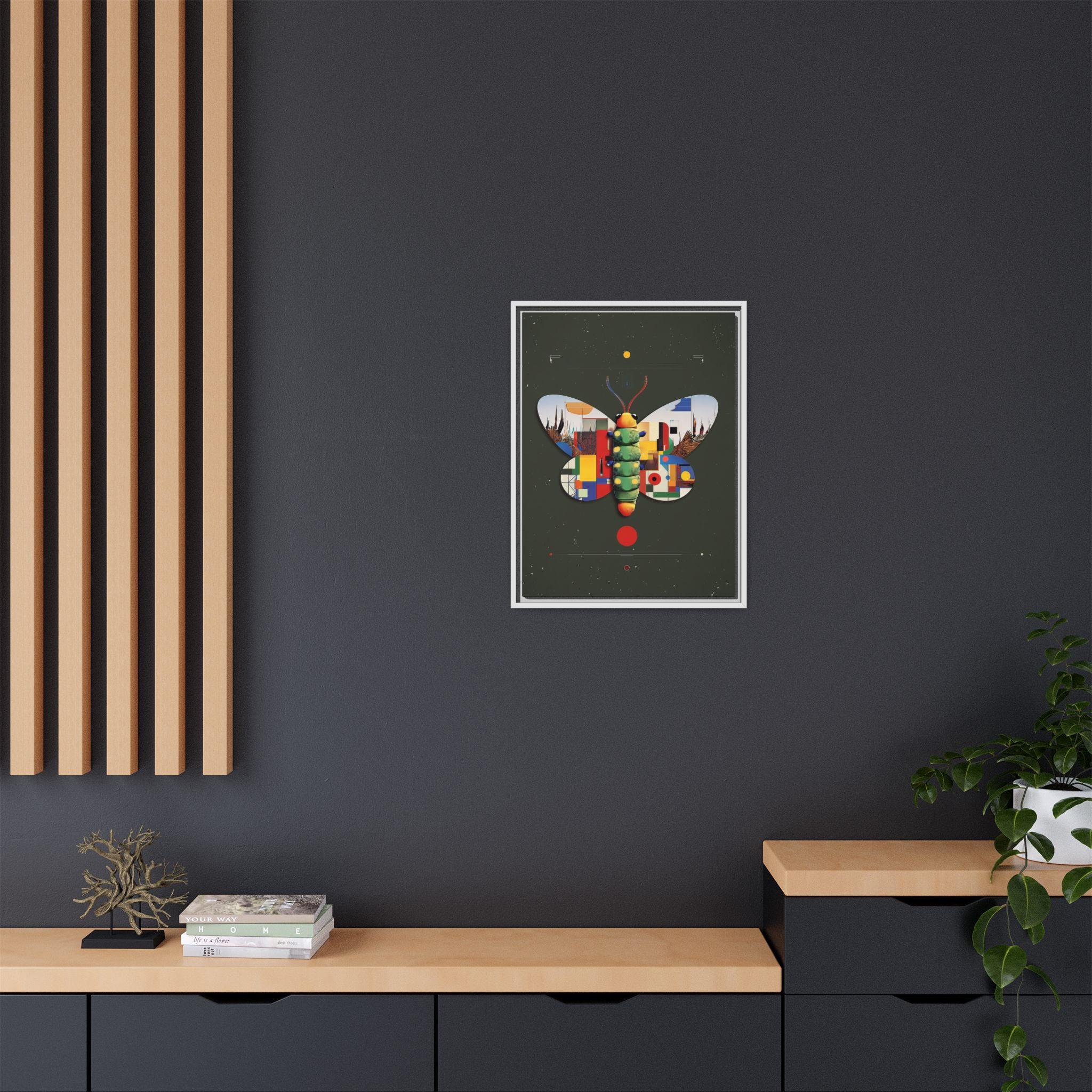 Geometric Butterfly Framed Print : Digital Cubist Interpretation, Modernist Entomological Design   |  Personalized & Custom Orders Available