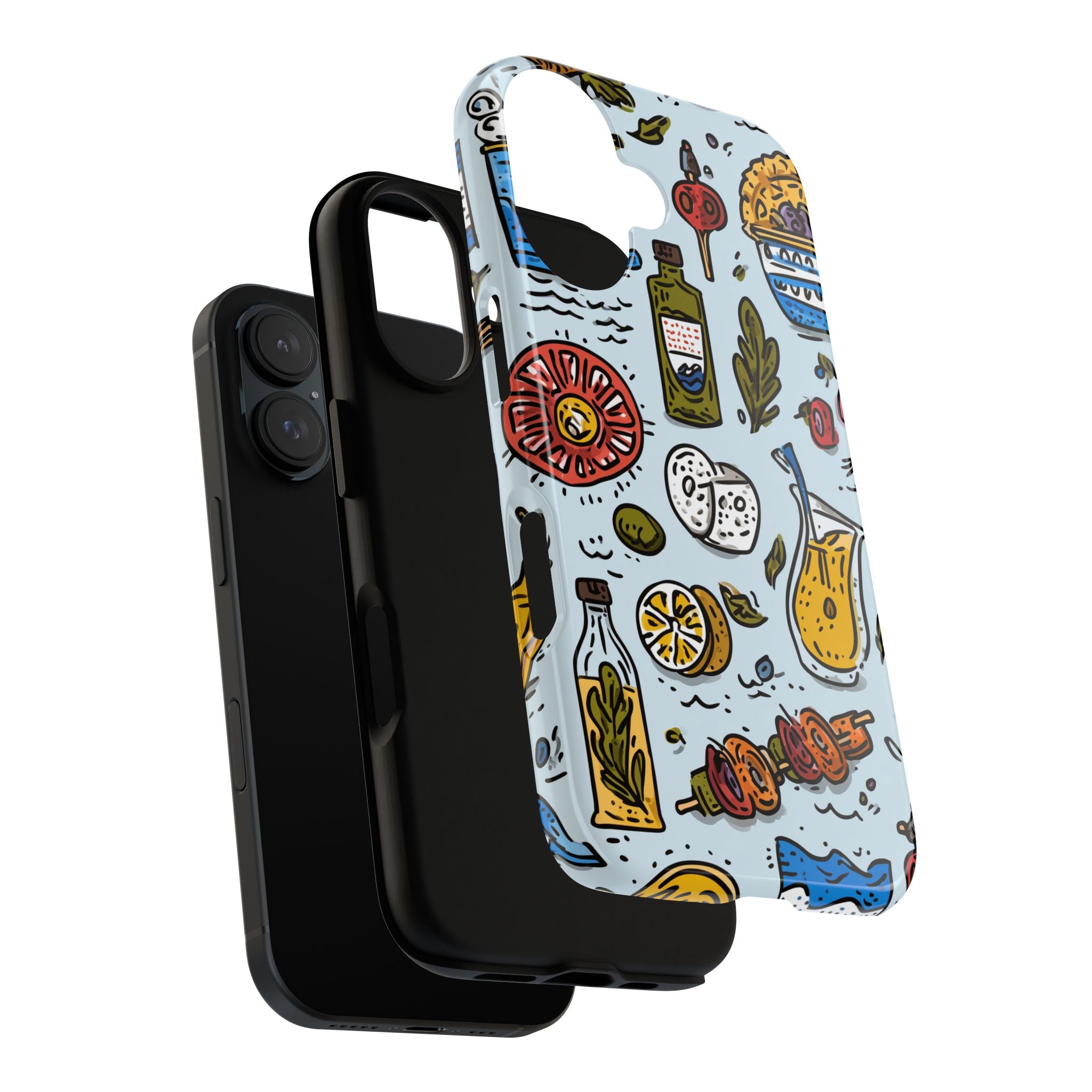 Greek Food Inspired Phone Case, Tough Cases for Travel Lovers, Trendy Accessories for European Summer, Unique Gifts