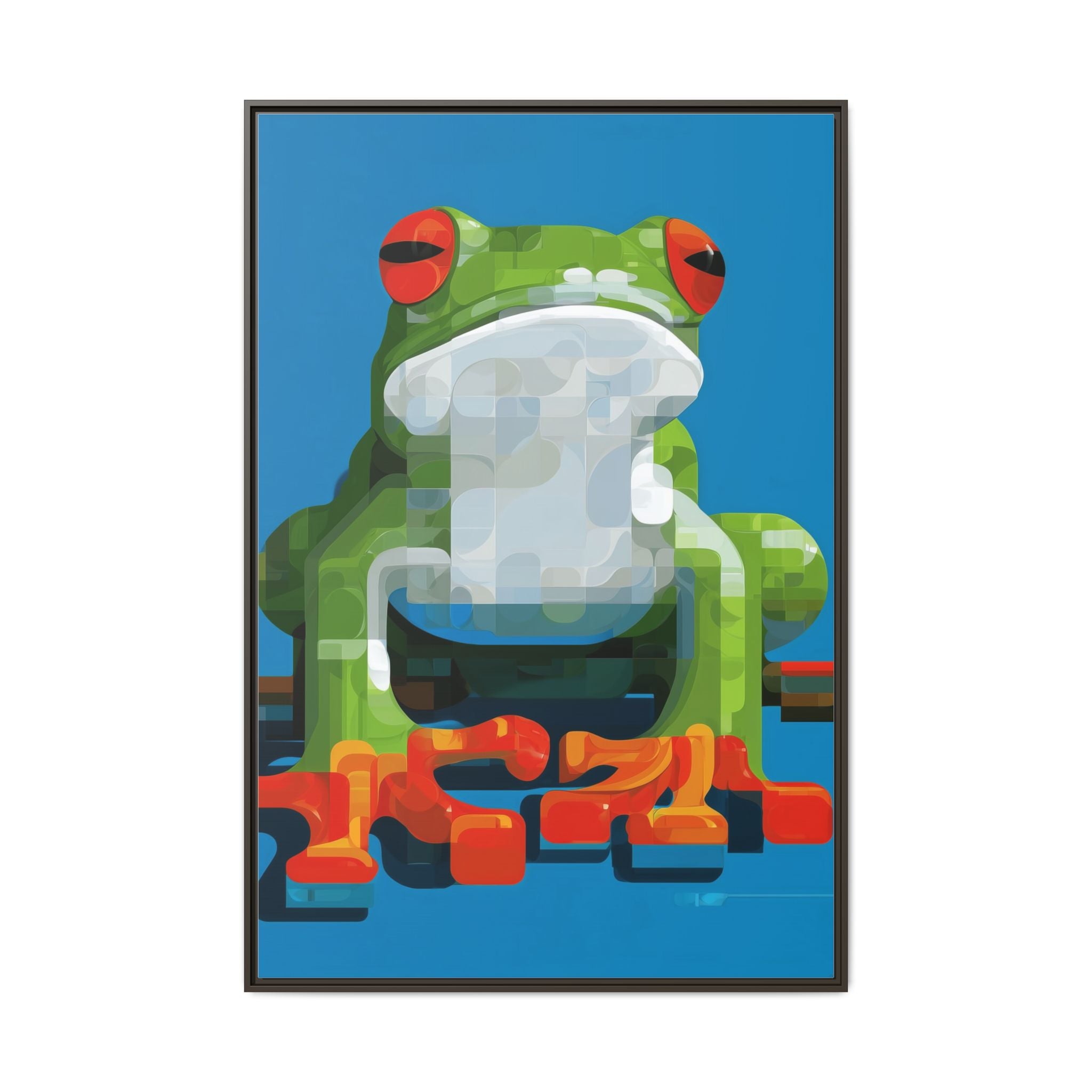 Mosaic Amphibian: Geometric Frog Portrait, Digital Pixel Art Illustration   |    Custom Orders Available