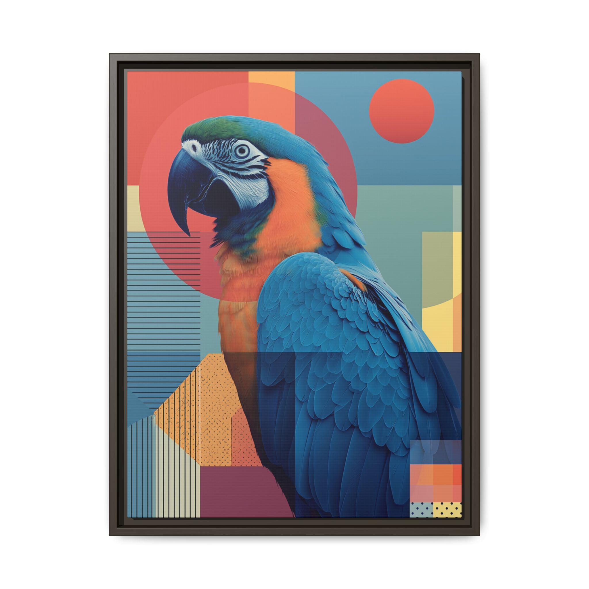 Macaw Geometric Framed Print : Mid-Century Modern Bird Art, Tropical Parrot Print   |  Personalized & Custom Orders Available