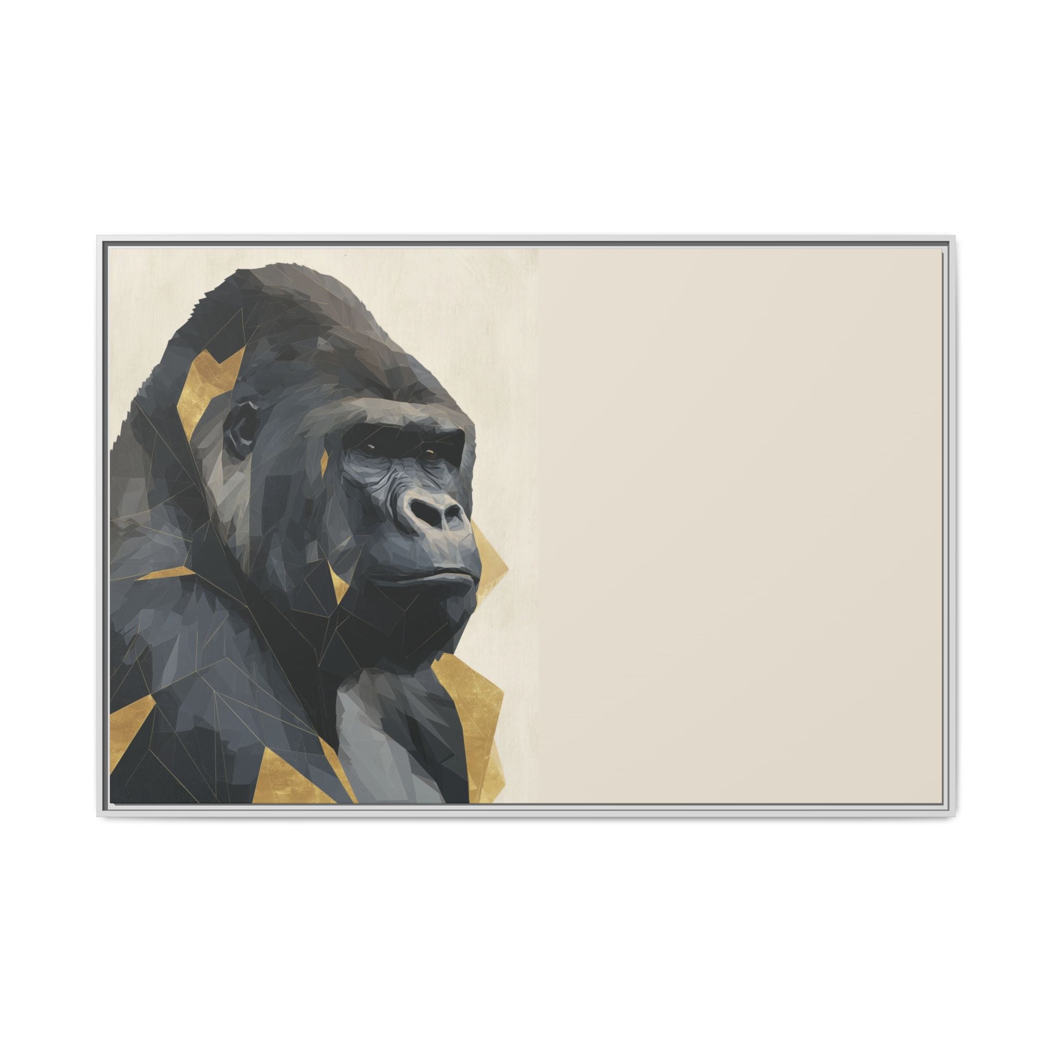 Primal Geometry: Polygonal Gorilla Portrait, Modern Metallic Wildlife Art   |  Personalized & Custom Orders Available