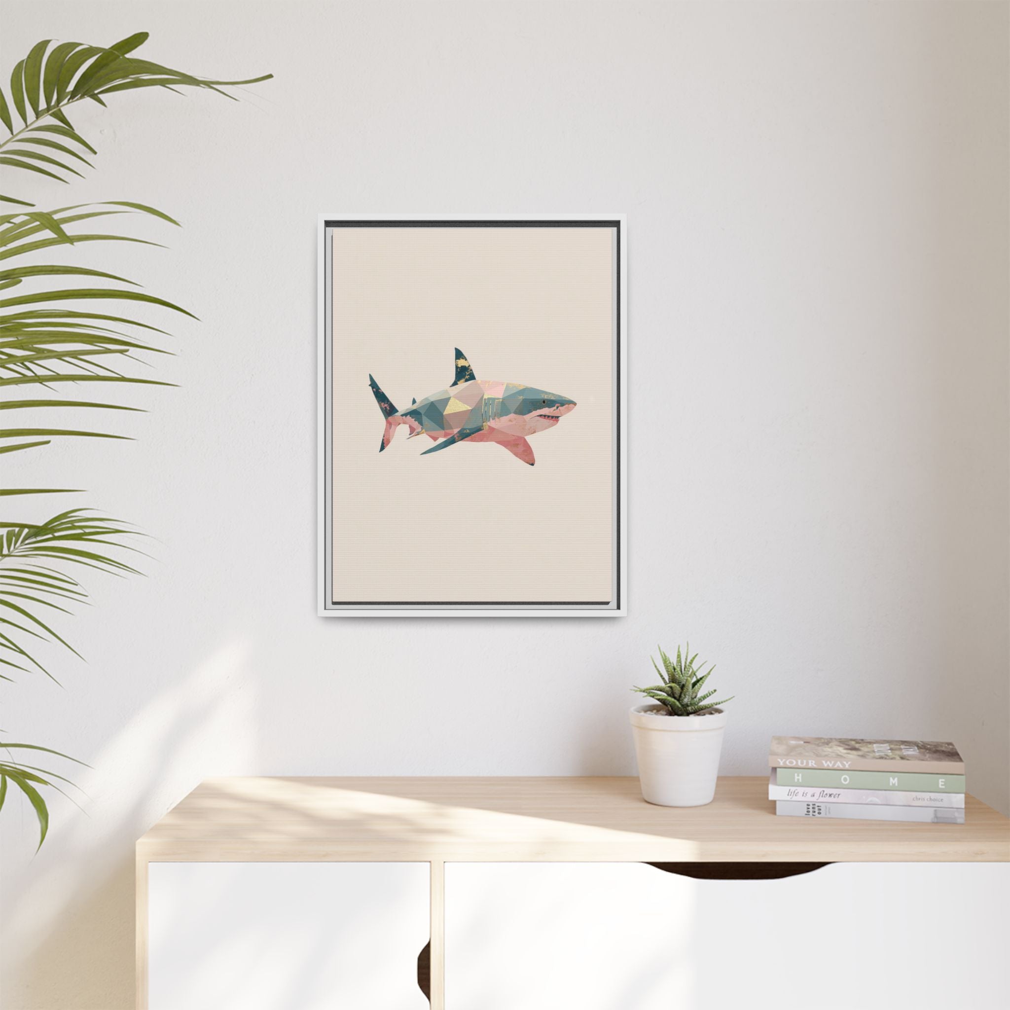 Geometric Shark Spectrum: Polygonal Marine Predator, Abstract Metallic Design   |  Personalized & Custom Orders Available