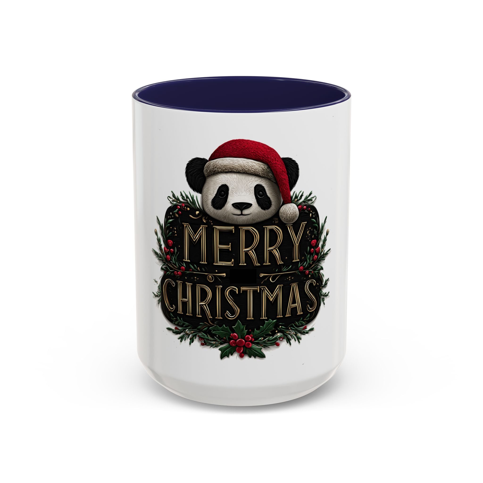 Holiday Panda Cheer: Festive Christmas Illustration, Whimsical Santa Panda Design, Ornate Seasonal Graphic