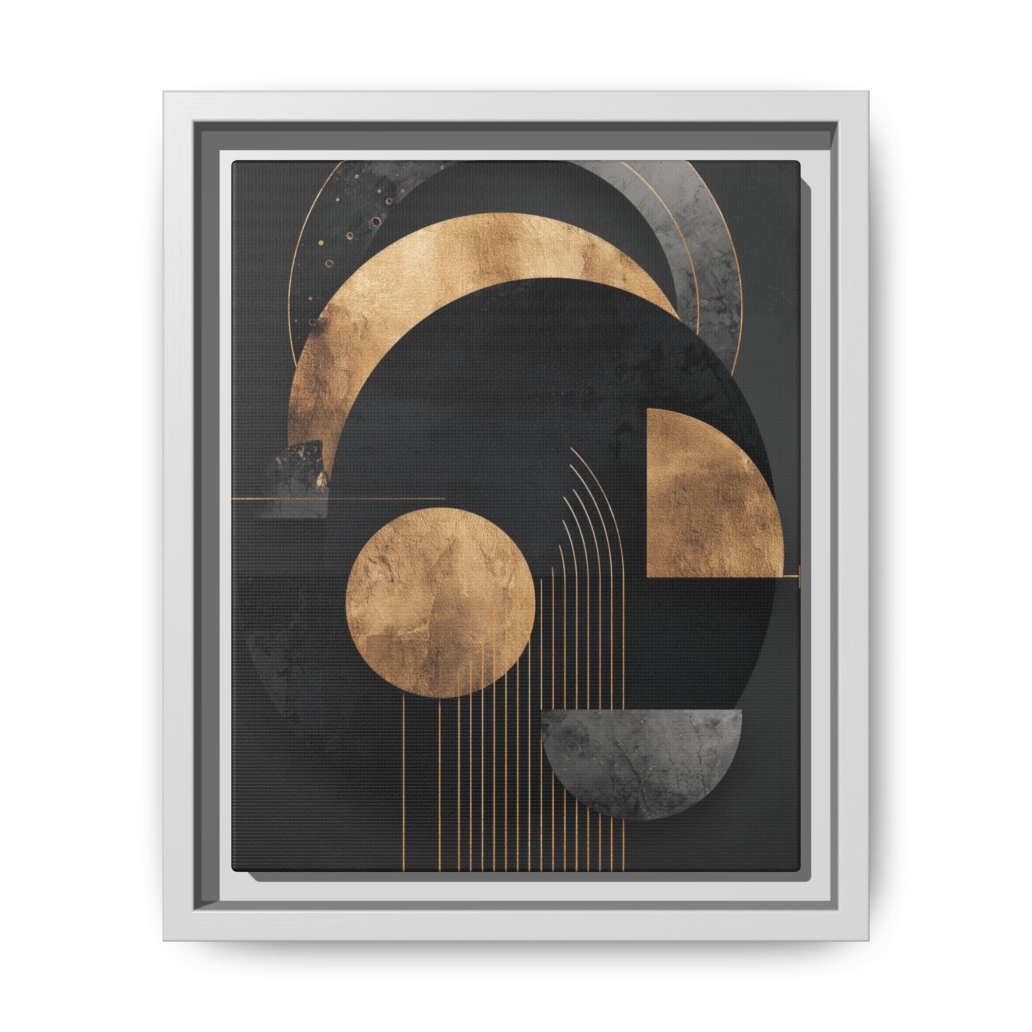 Geometric Resonance: Abstract Gold and Black Design, Minimalist Architectural Art, Modern Metallic Composition   |   Custom Orders Accepted