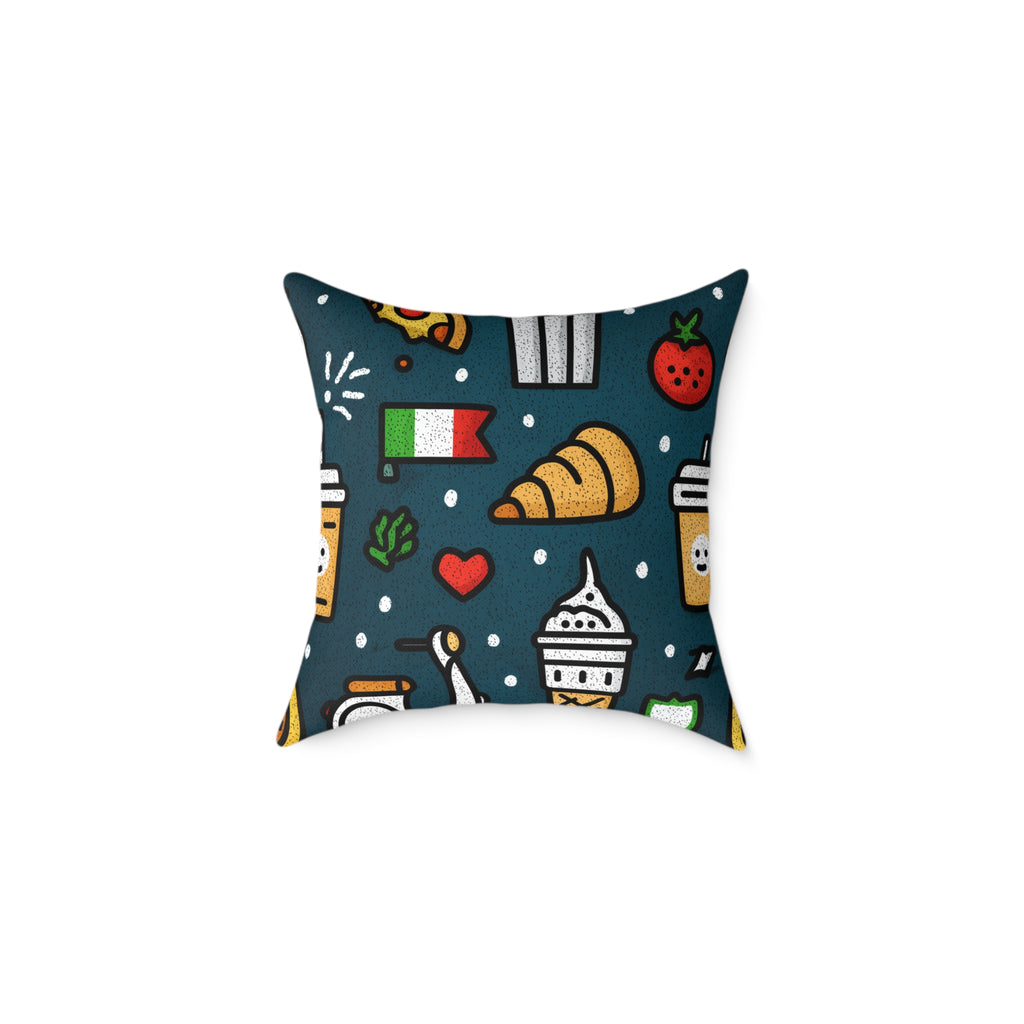 Charming Italy Themed Decorative Pillow, Cozy Couch Accent, Kitchen Decor, Gift for Food Lovers, Fun Home Accessories