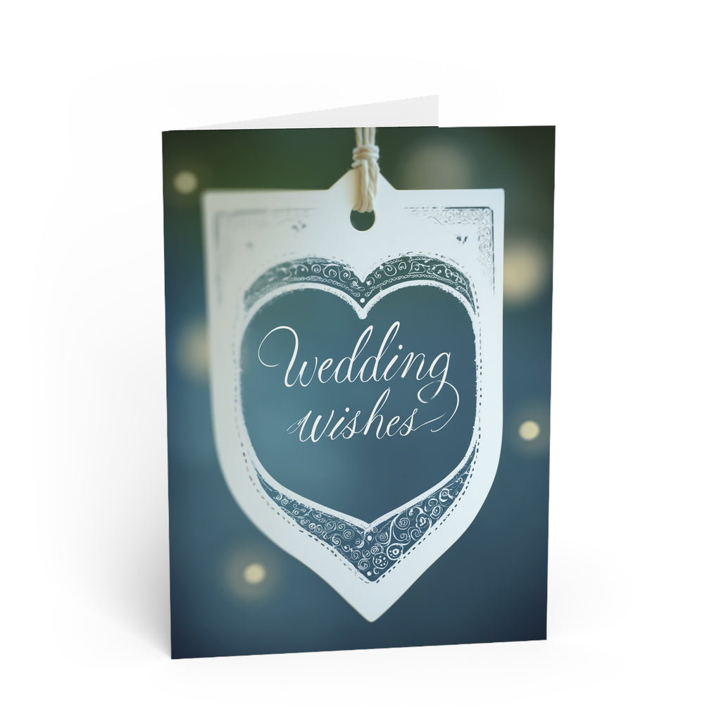 Wedding Wishes Greeting Card — Elegant Heart Tag Design
