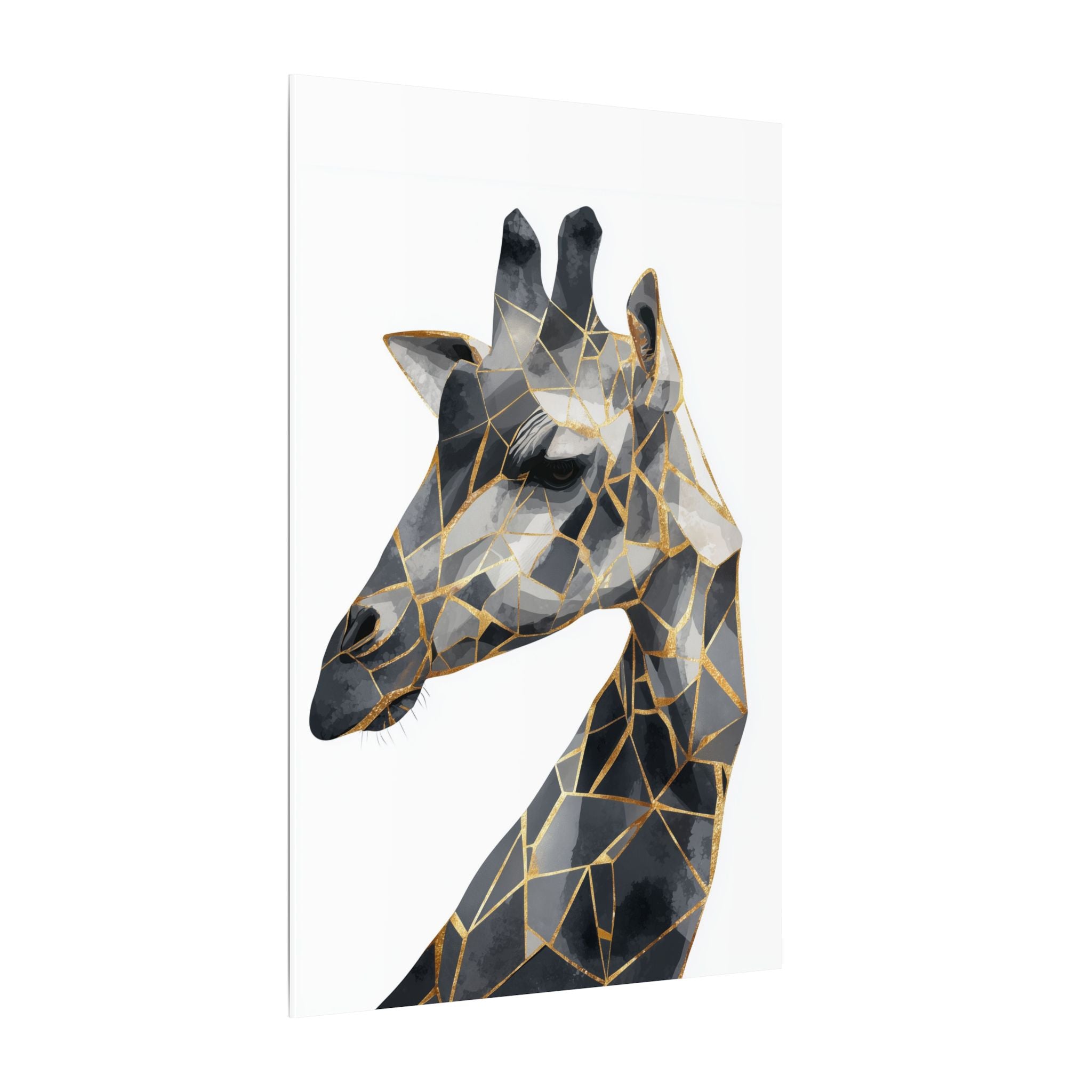 Geometric Giraffe: Modern Mosaic Art, Angular Wildlife Portrait, Monochromatic Polygon Design   |  Personalized & Custom Orders Available