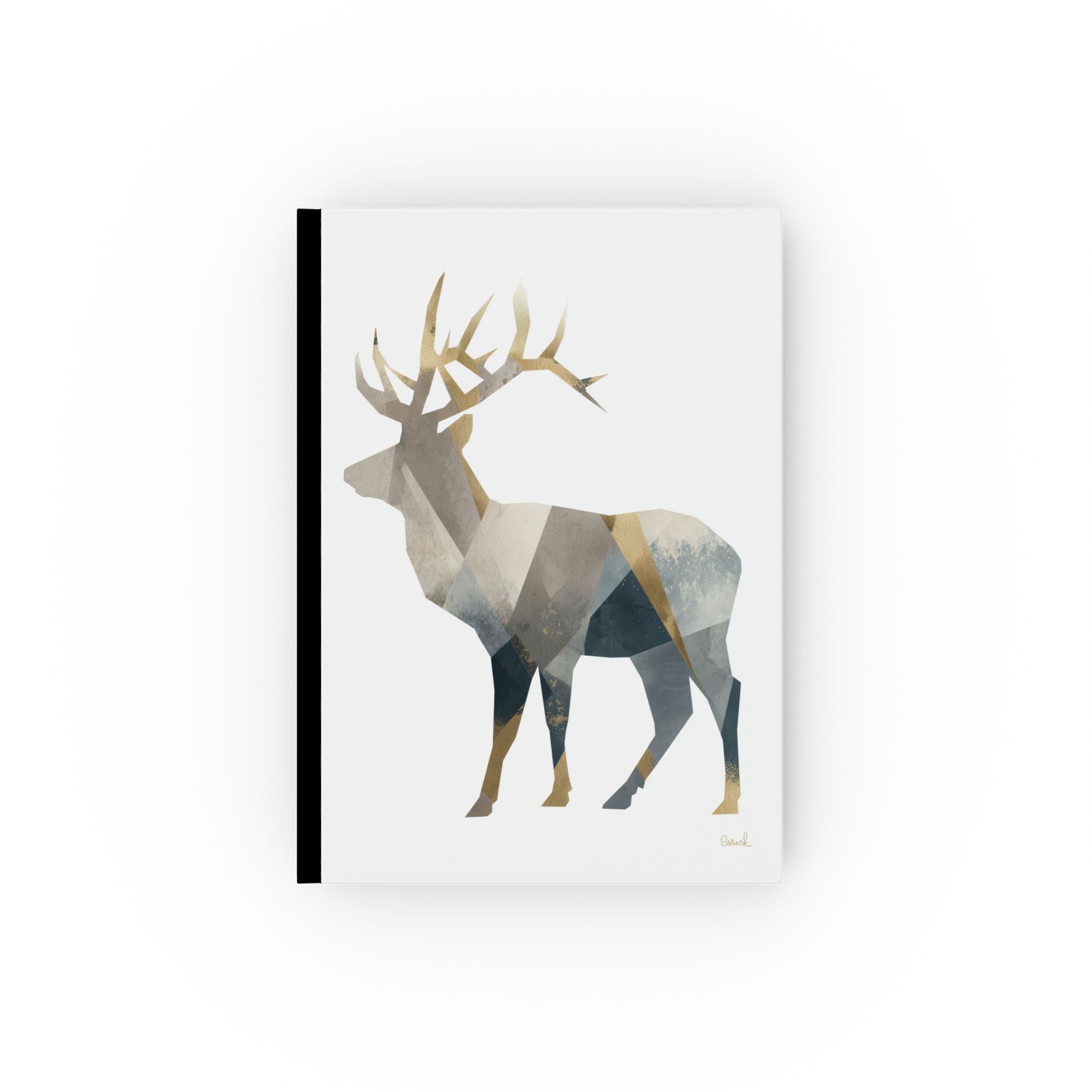 Geometric Elk Journal, Gold Accented Wildlife Diary, Nature Inspired Notebook, Rustic Deer Notepad, Outdoor Adventure Planner