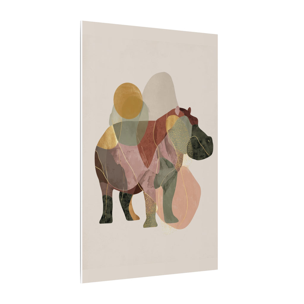 Geometric Hippo: Abstract Animal Art, Minimalist Pastel Composition   |    Custom Orders Available
