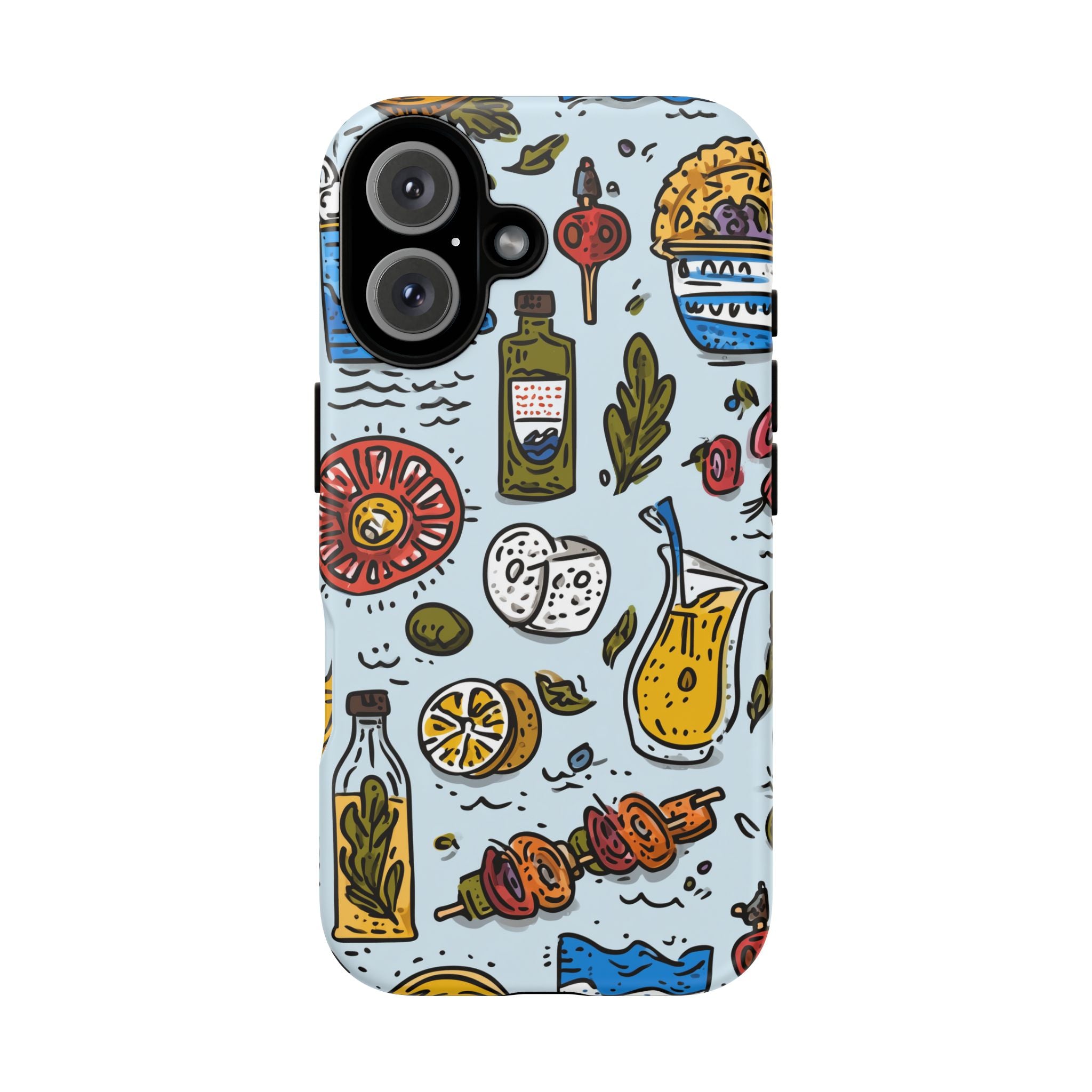 Greek Food Inspired Phone Case, Tough Cases for Travel Lovers, Trendy Accessories for European Summer, Unique Gifts
