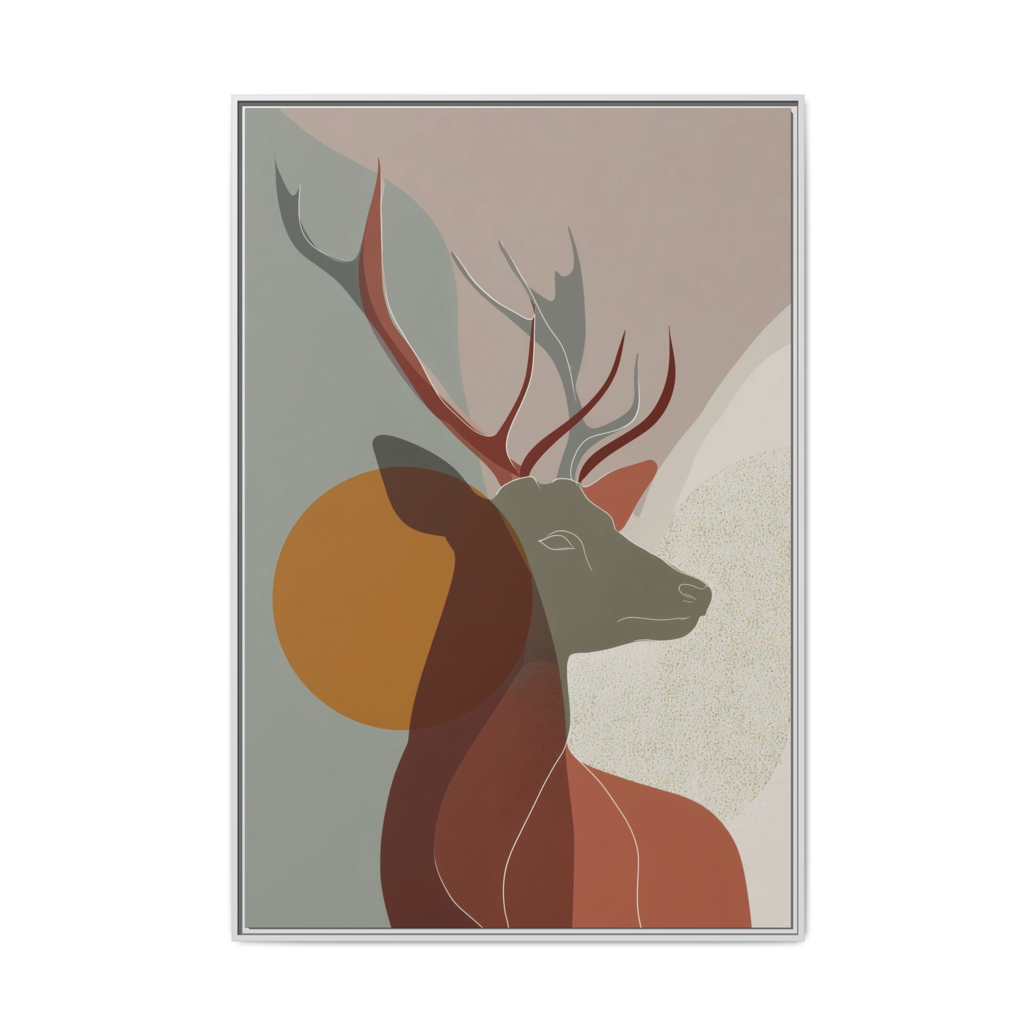Rustic Reverie Framed Print : Minimalist Deer Profile, Contemporary Graphic Art Print   |  Personalized & Custom Orders Available