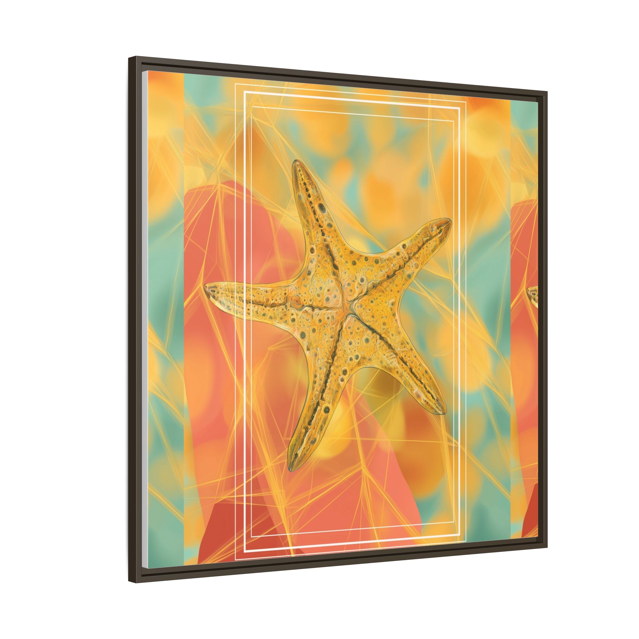 Celestial Starfish: Marine Geometry in Golden Hues, Tropical Oceanic Texture   |    Custom Orders Available