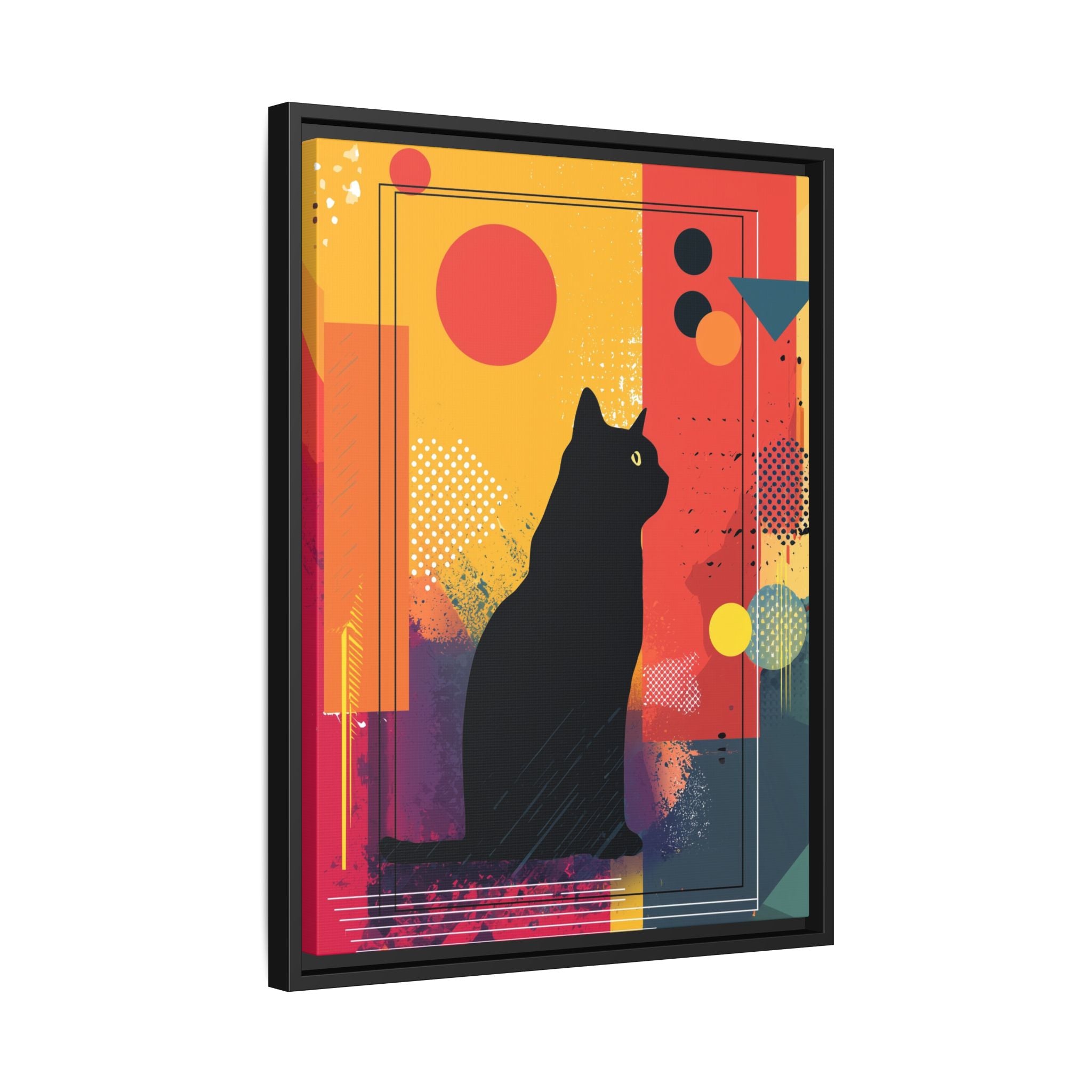 Feline Geometry Framed Print: Abstract Cat Silhouette, Retro Digital Design   |  Personalized & Custom Orders Available