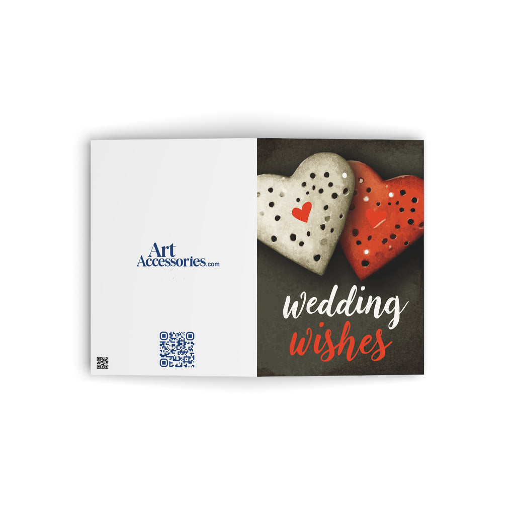 Wedding Wishes Greeting Card — Heart Cookie Illustration, Romantic Wedding Card