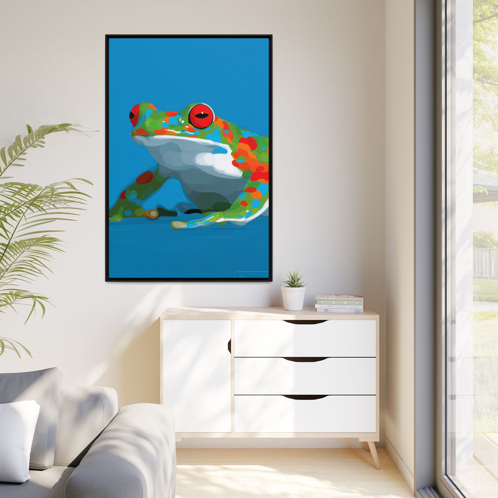 Chromatic Amphibian Framed Print : Mosaic Frog Vector Art, Modern Wildlife Illustration   |  Personalized & Custom Orders Available