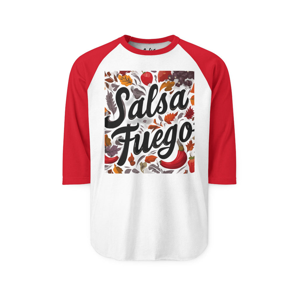 Salsa Fuego Raglan Shirt — Spicy Salsa Dancing Basebell Style Tshirt Tee