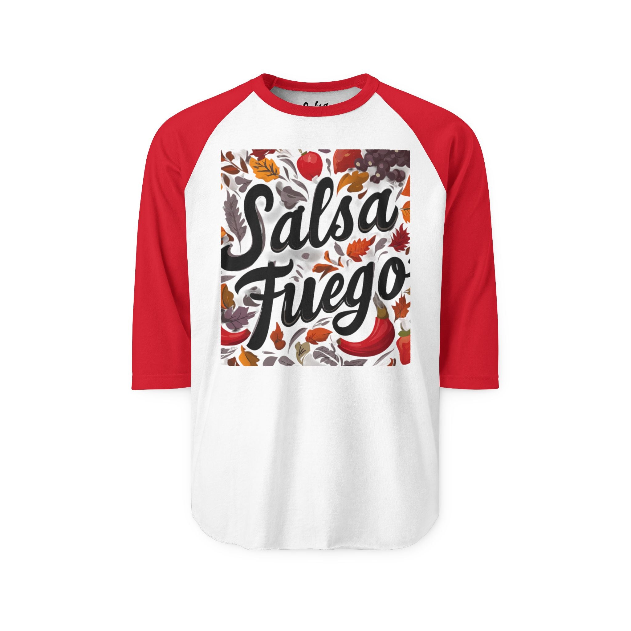 Salsa Fuego Raglan Shirt — Spicy Salsa Dancing Basebell Style Tshirt Tee