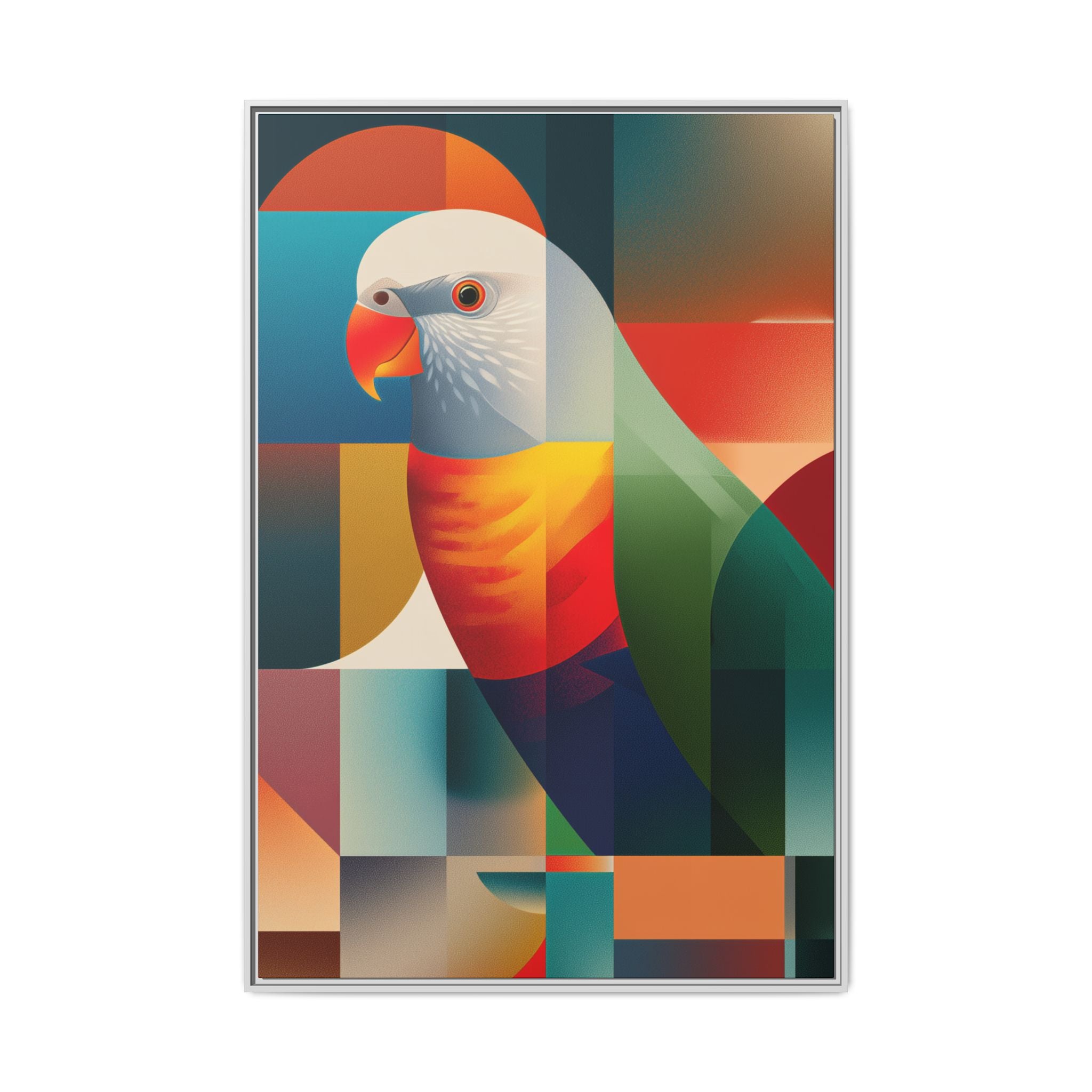 Cubist Parrot Mosaic: Geometric Digital Portrait, Vibrant Abstract Rendering   |  Personalized & Custom Orders Available