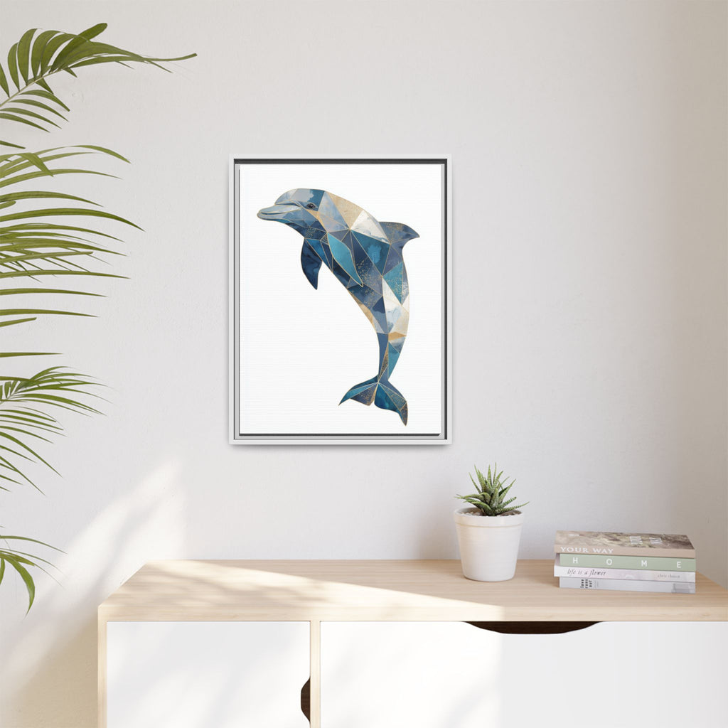 Geometric Dolphin Mosaic Framed Print , Contemporary Marine Art   |  Personalized & Custom Orders Available