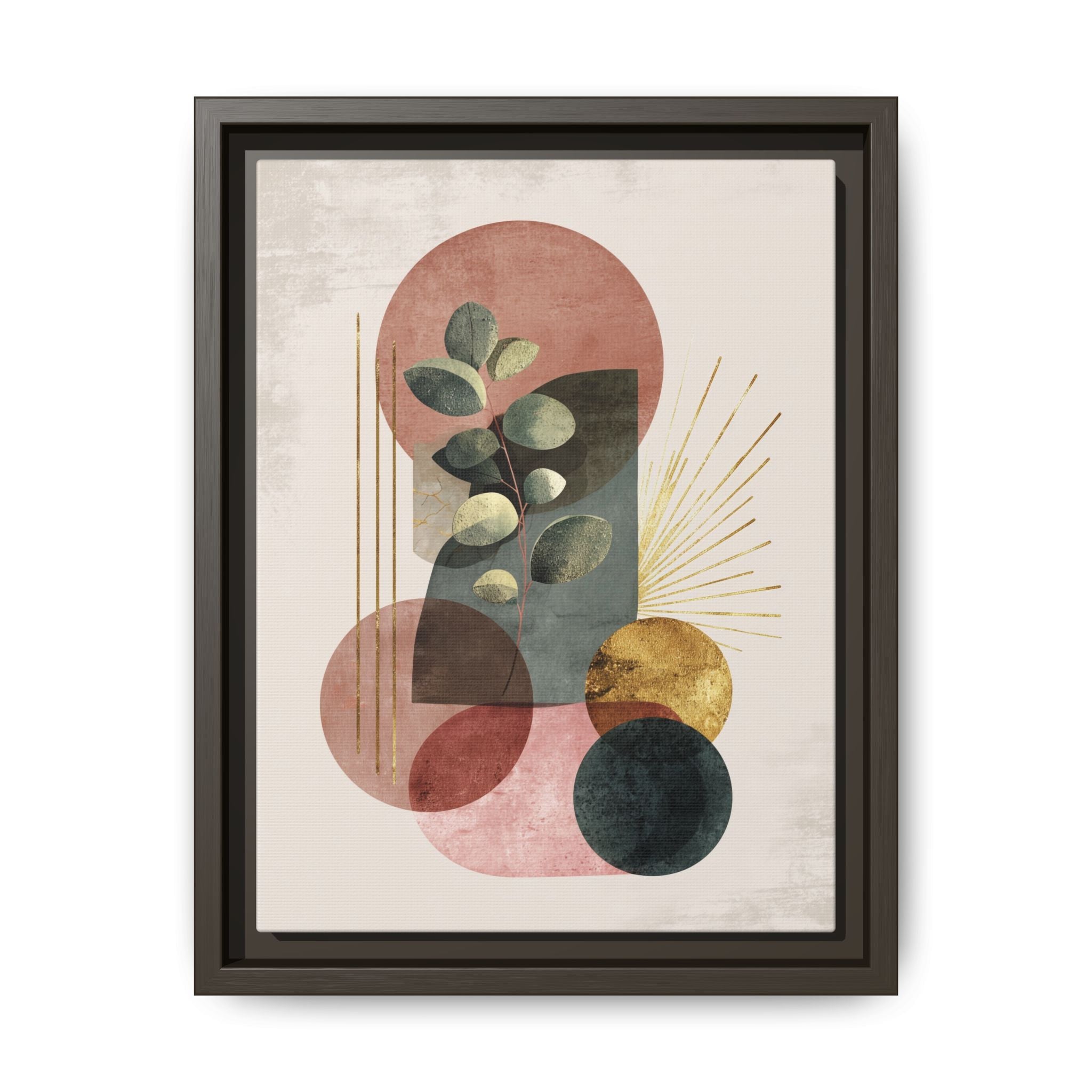 Botanical Geometric Symphony: Eucalyptus Harmony, Metallic Intersections, Modern Earth Tones   |   Custom Orders Accepted