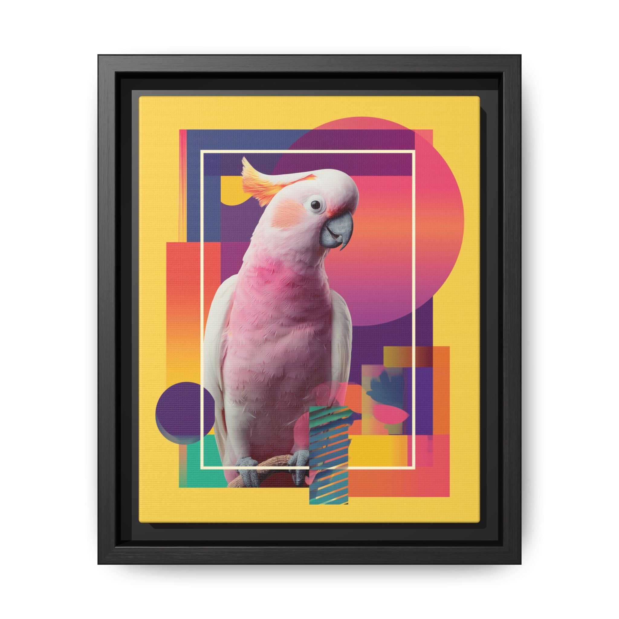 Geometric Cockatoo Composition: Moluccan Parrot Portrait, Modern Abstract Design   |    Custom Orders Available