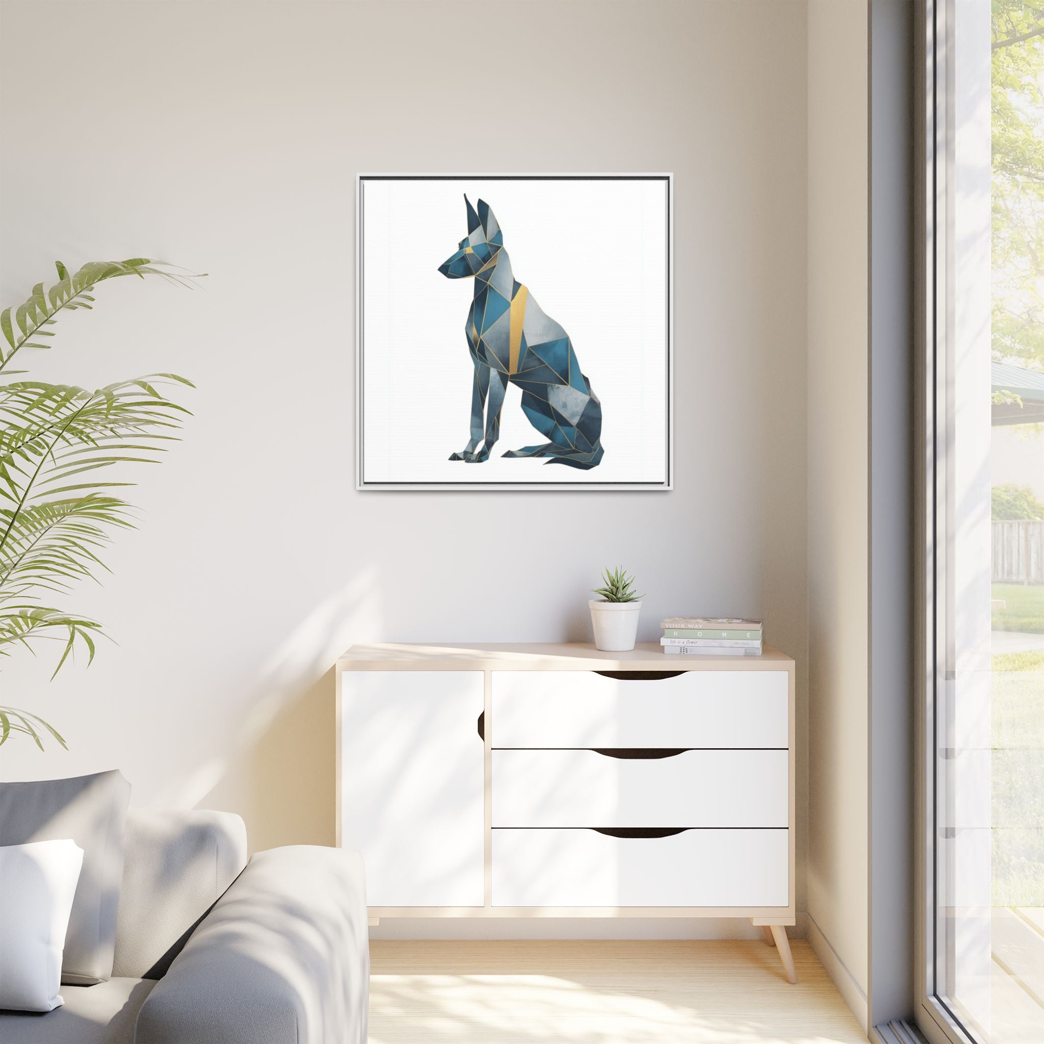 Geometric Canine Mosaic: Fractured Blue Shepherd, Modern Polygonal Art   |  Personalized & Custom Orders Available