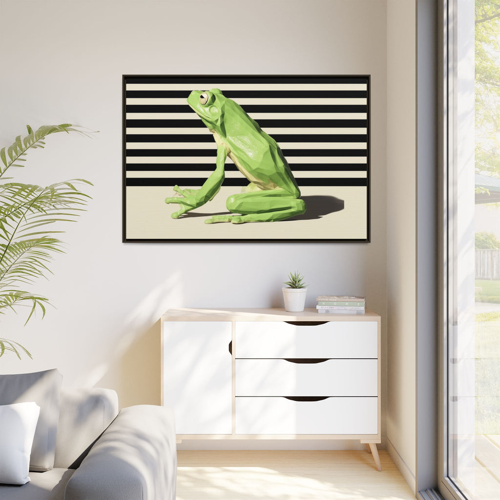 Geometric Frog Framed Print : Low-Poly Amphibian Design, Contemporary Minimalist Art   |  Personalized & Custom Orders Available