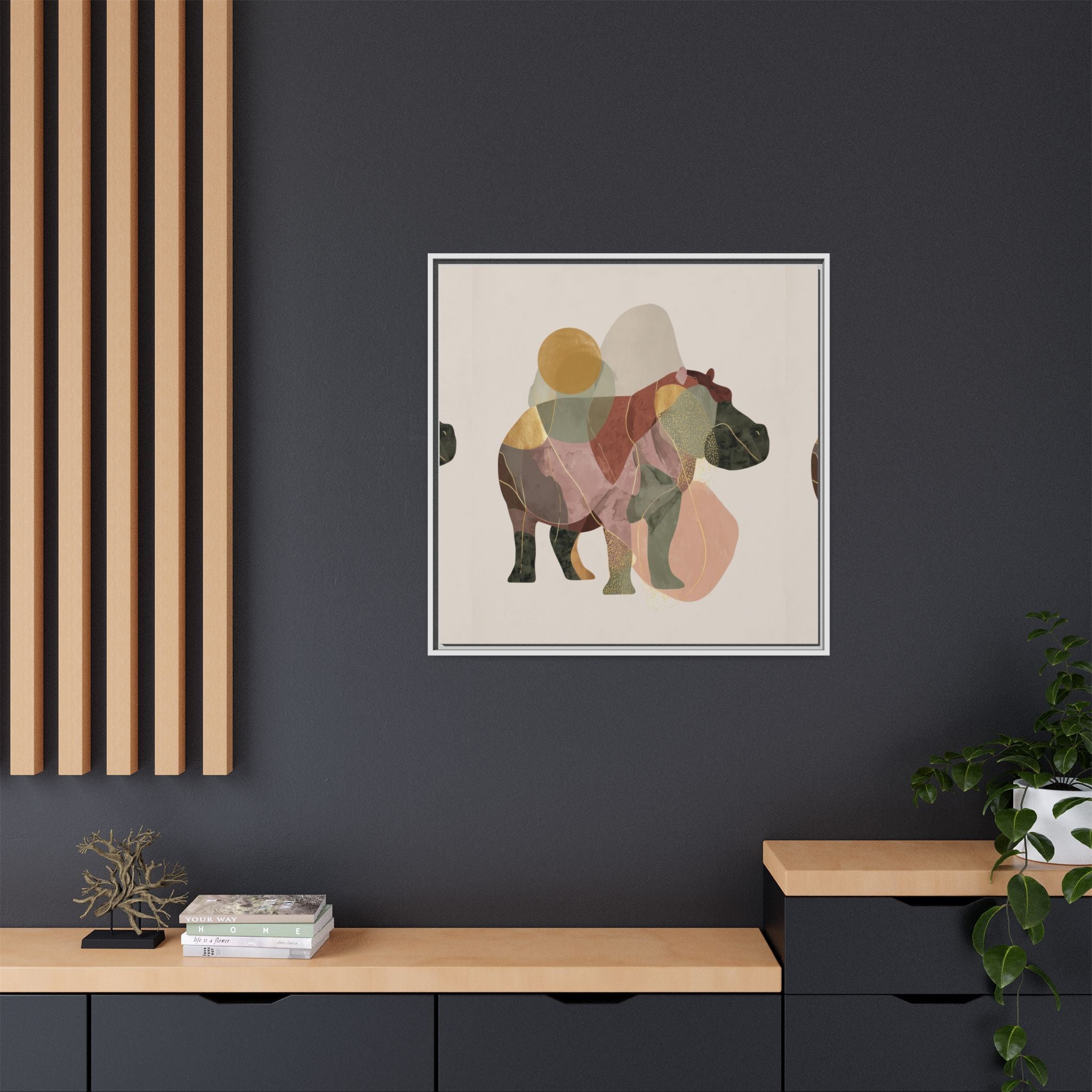 Geometric Hippo: Abstract Animal Art, Modern Watercolor Shapes   |  Personalized & Custom Orders Available