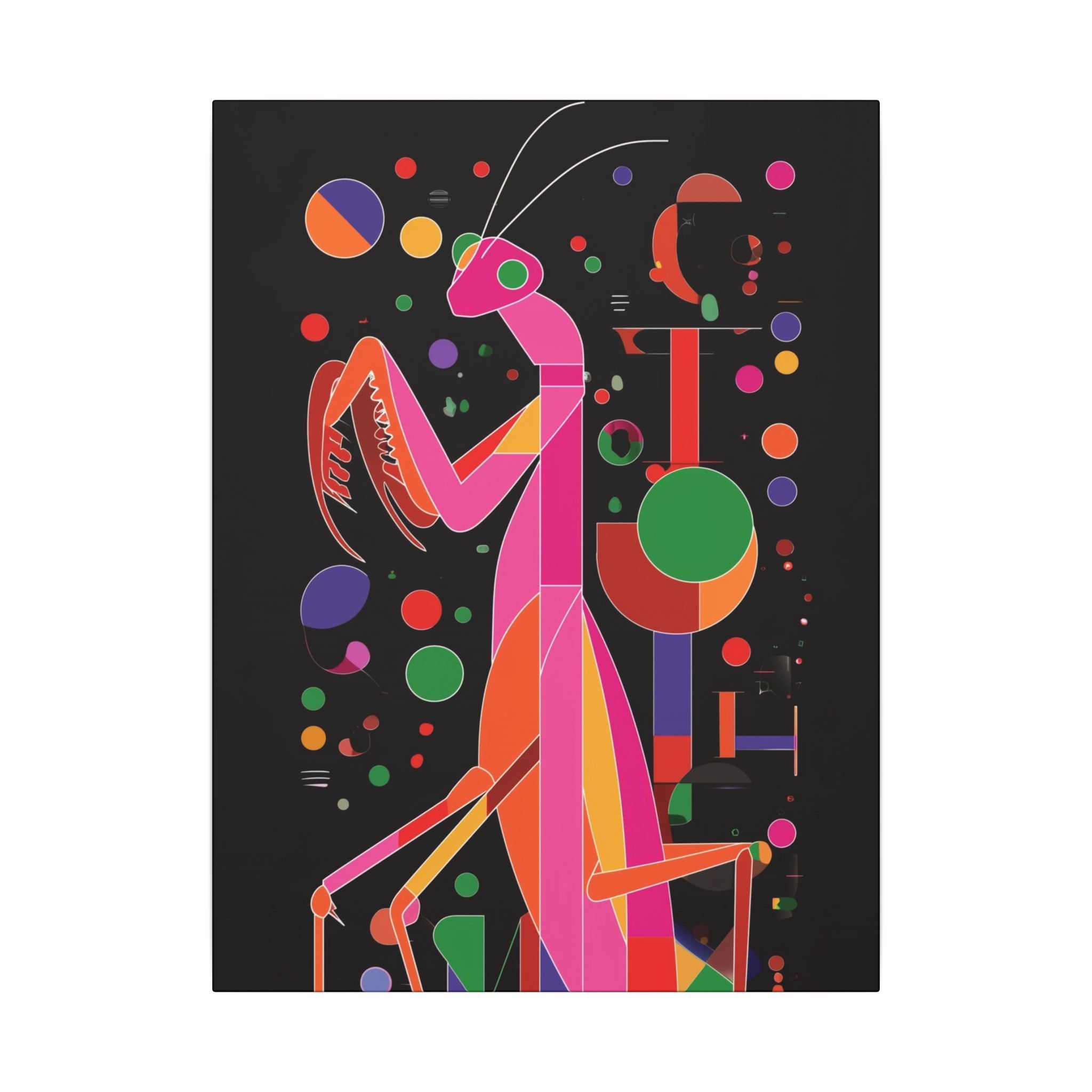 Geometric Mantis: Vibrant Abstract Insect Art, Modernist Design Collection   |    Custom Orders Available